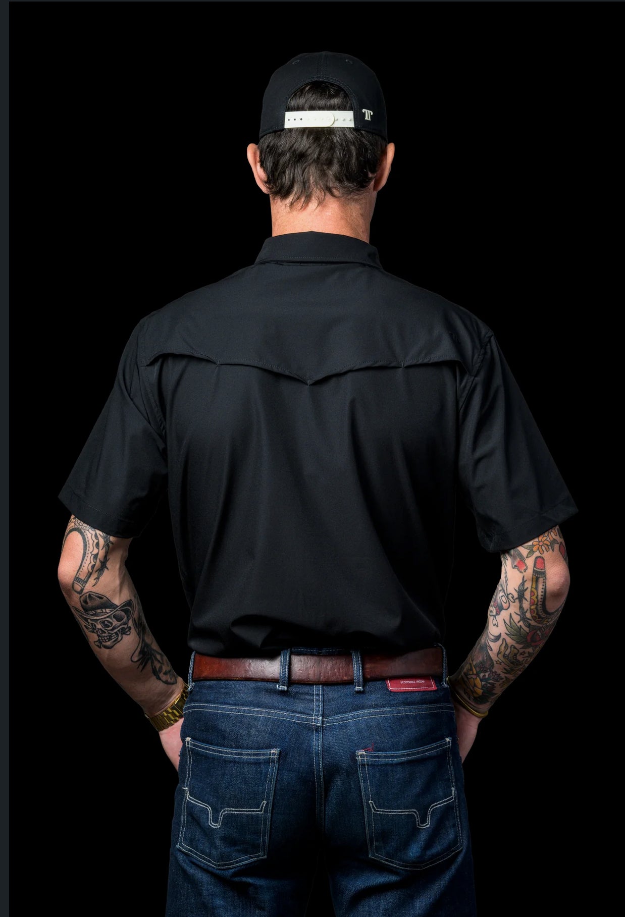 Black Short Sleeve Pearl Snap Shirt by Ferrell