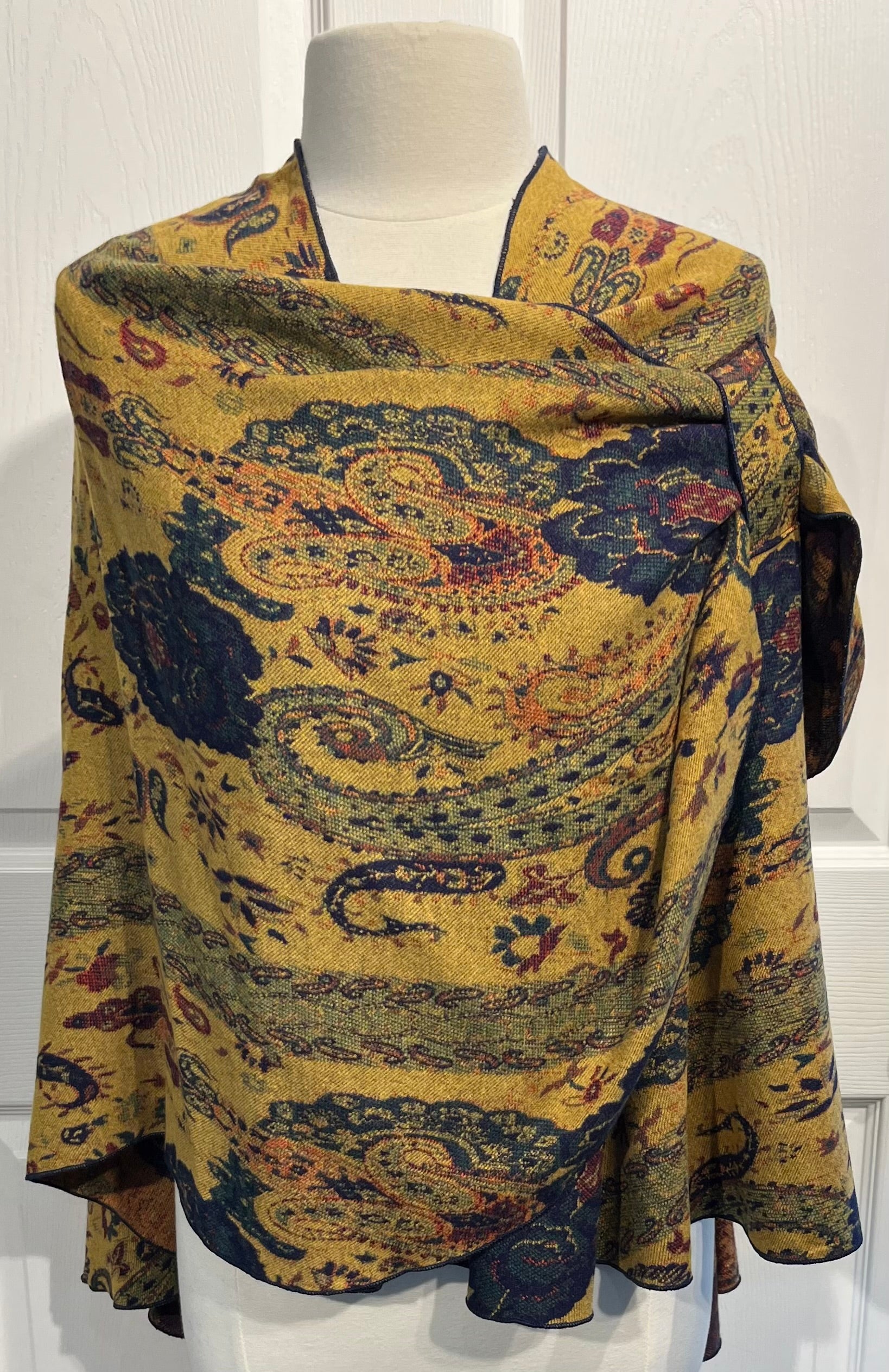 Dijon, Navy & Burgundy Reversible Cashmere Shawl