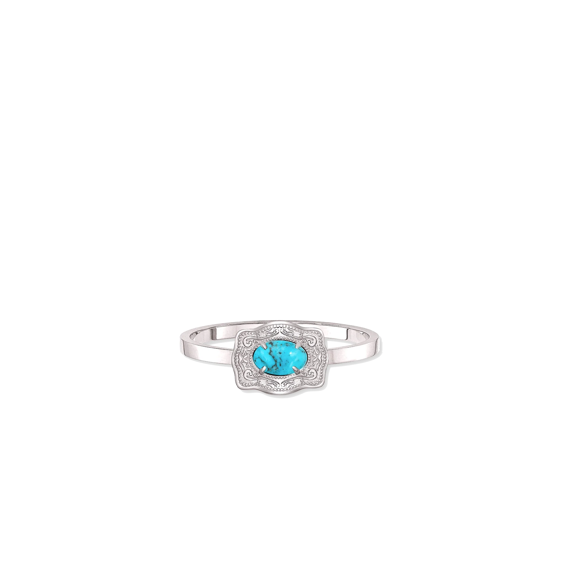 SpurWest Ultra Mini Belt Buckle Adjustable Ring (Oasis) - Silver