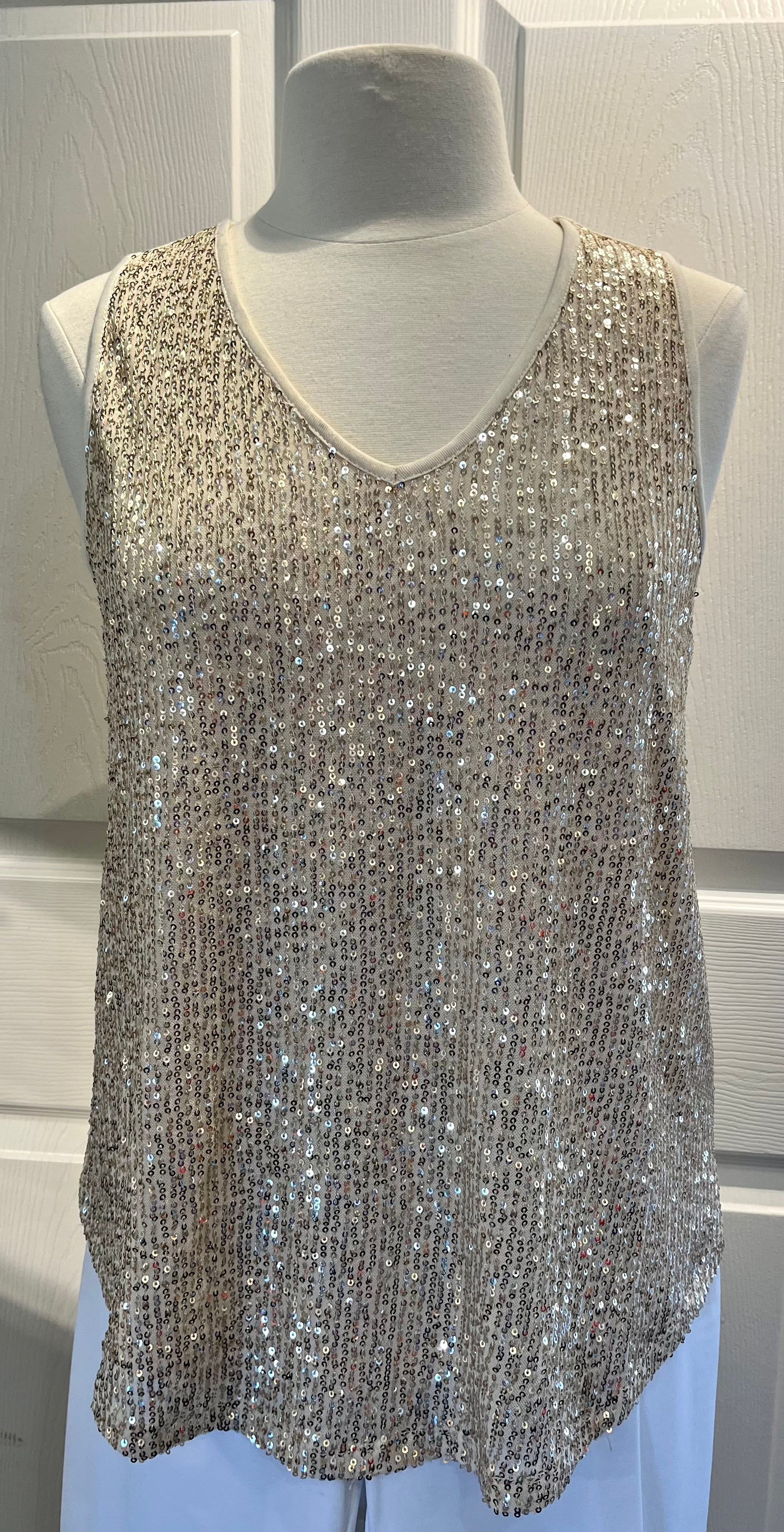 Ivory Sequin Tank Top