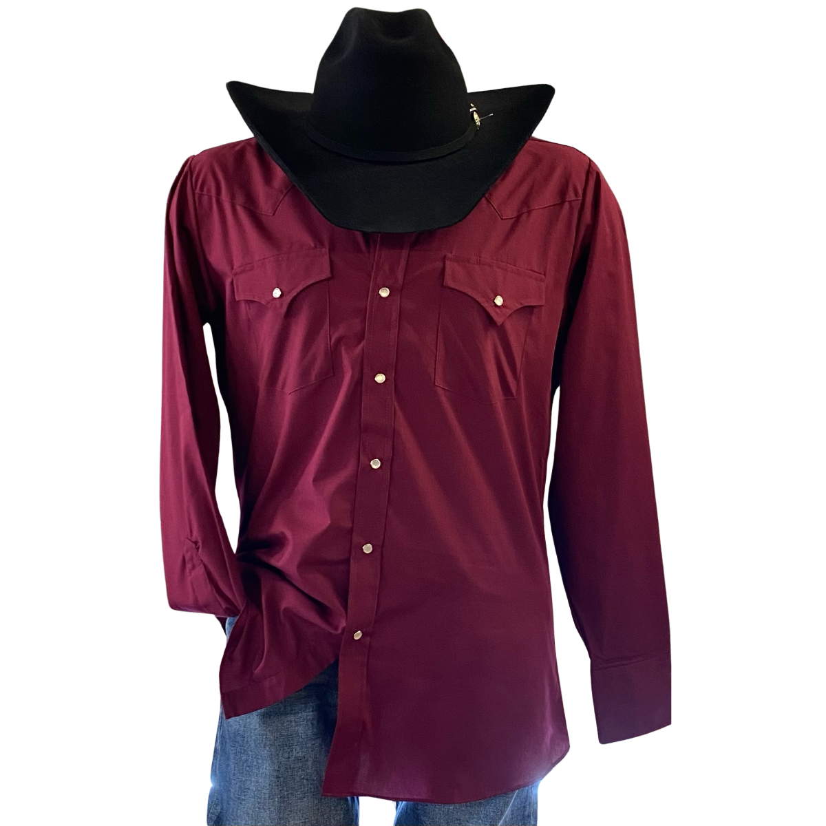 Men's Burgundy Western Snap Shirt
