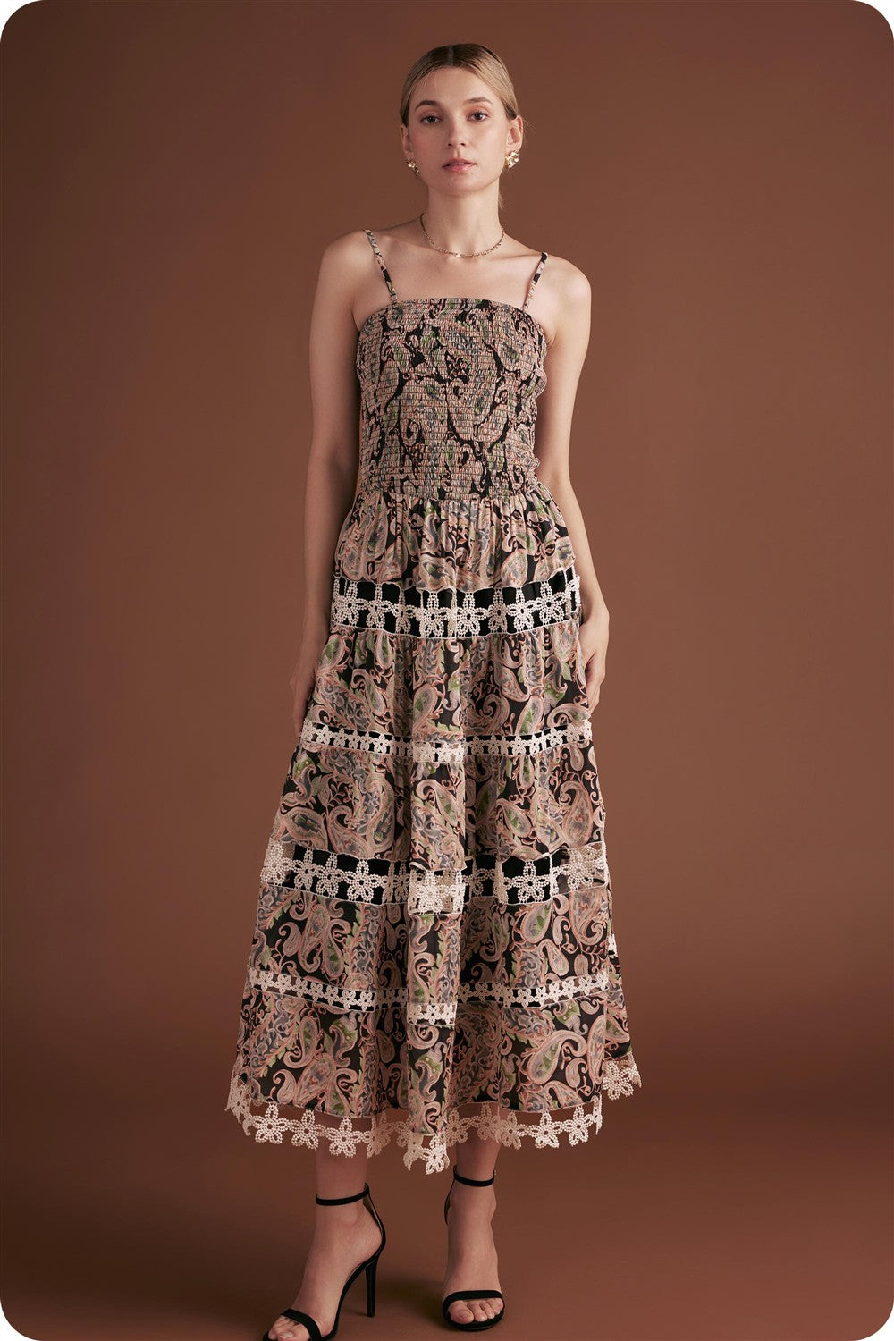 Posh Paisley Eyelet Midi Dress