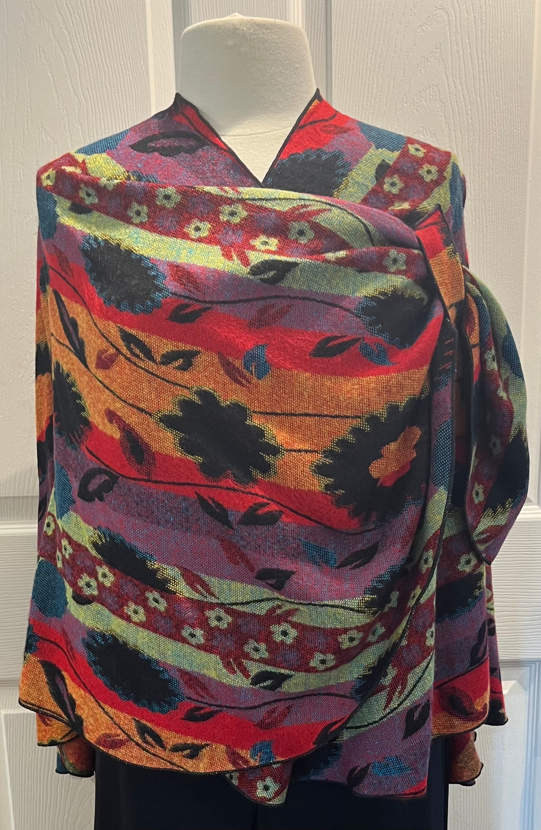 Vertical Multi Color Reversible Cashmere Shawl