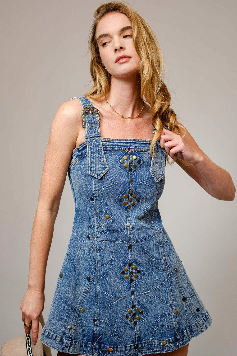 Cowgirl Chic Studded True Blue Denim Dress