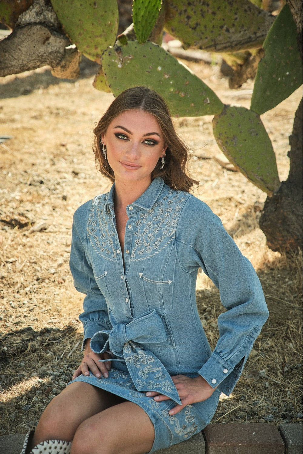 Western-Style Embroidery Denim Dress