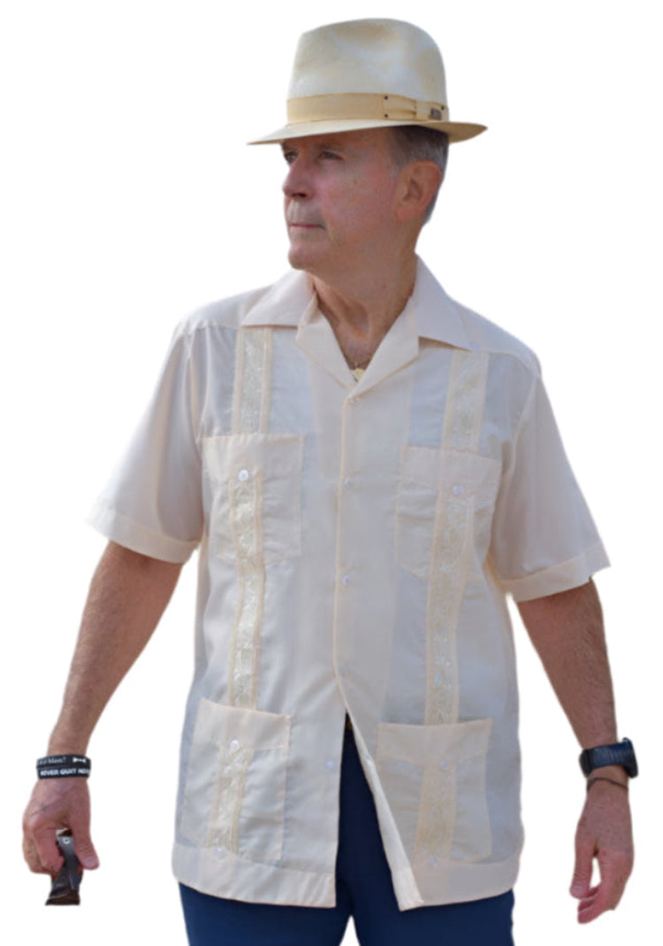 Embroidered Ecru Guayabera