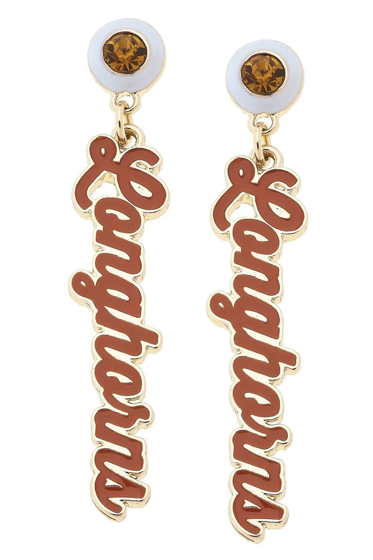 Texas Longhorns Autograph Enamel Earrings in Burnt Orange