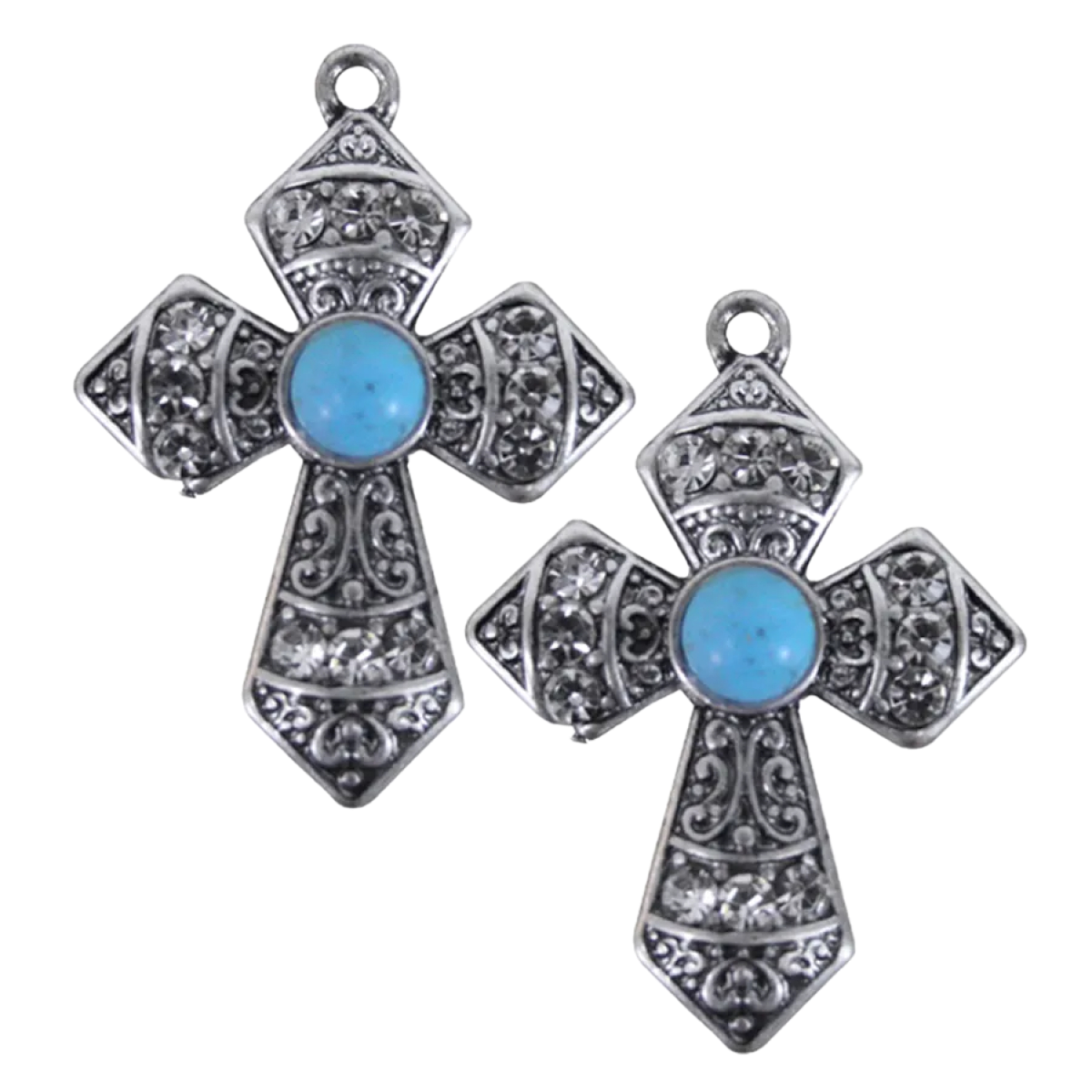 Blazin Roxx® Crystal & Turquoise Stone Cross Earrings