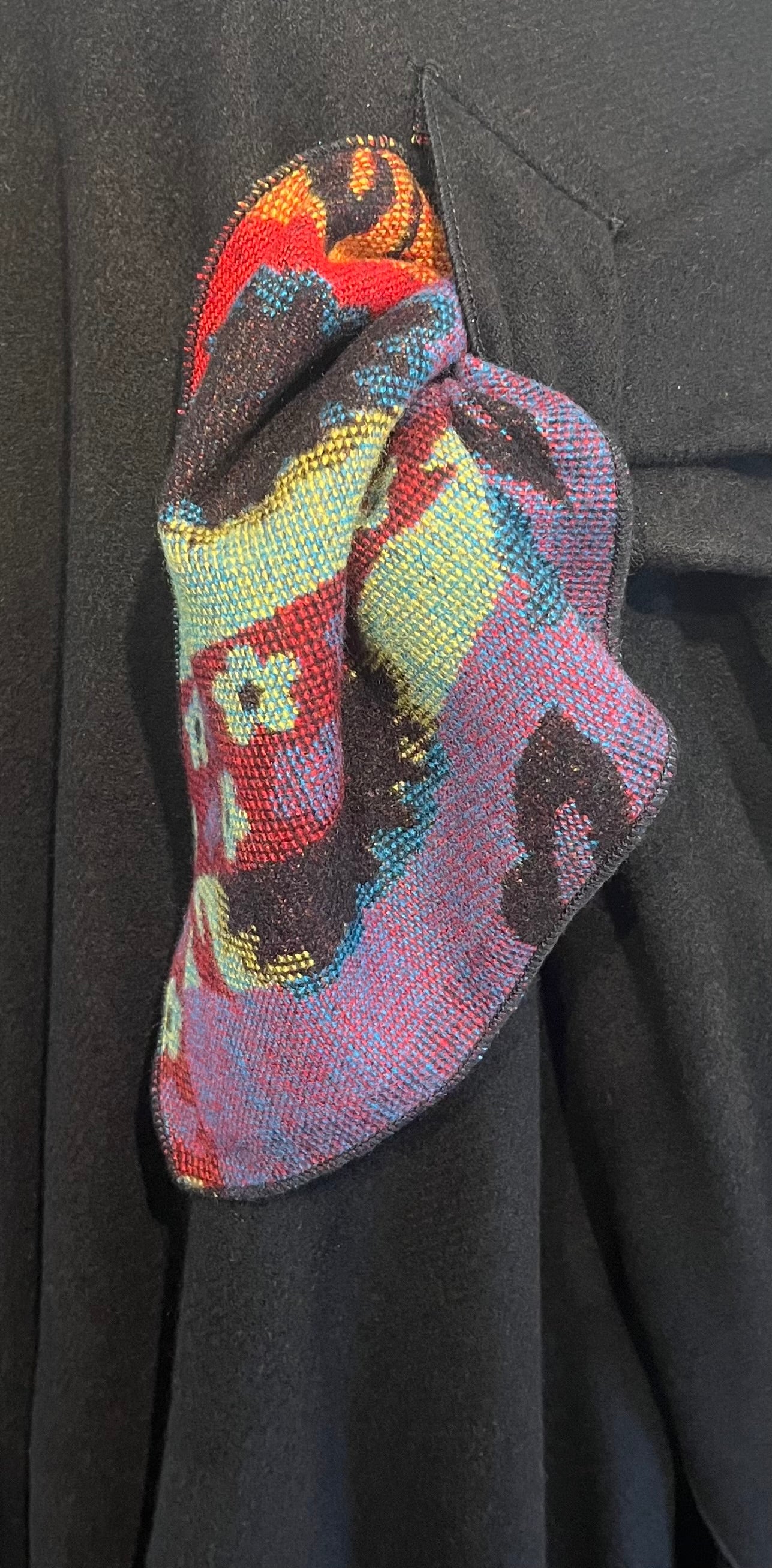 Multi Color Reverses to Black Cashmere Shawl