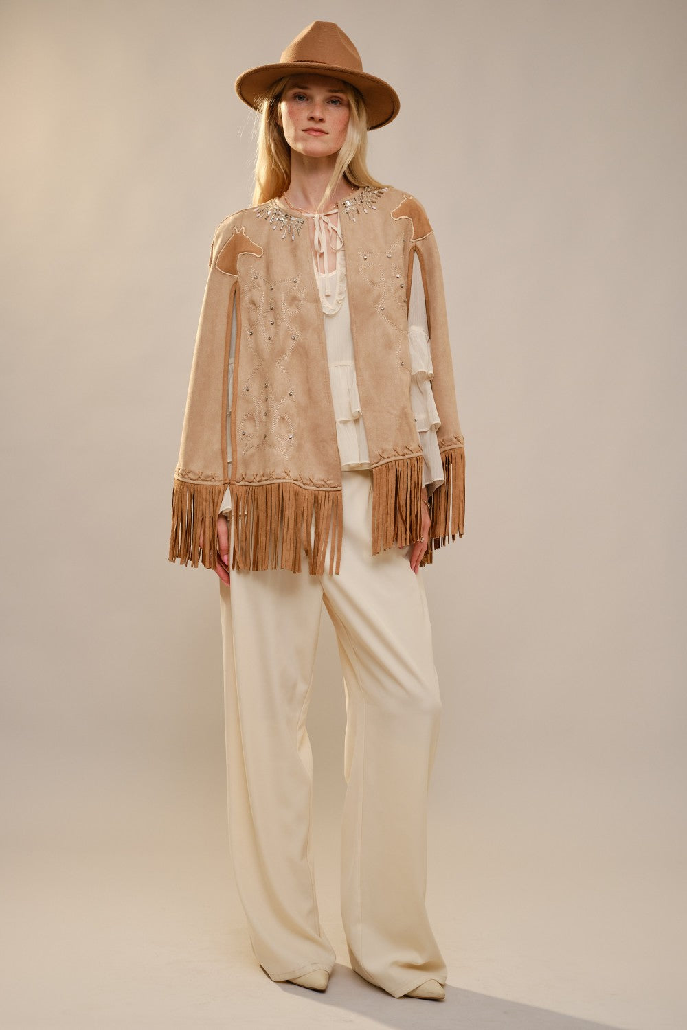 Sandstone Fringe Suede Vest