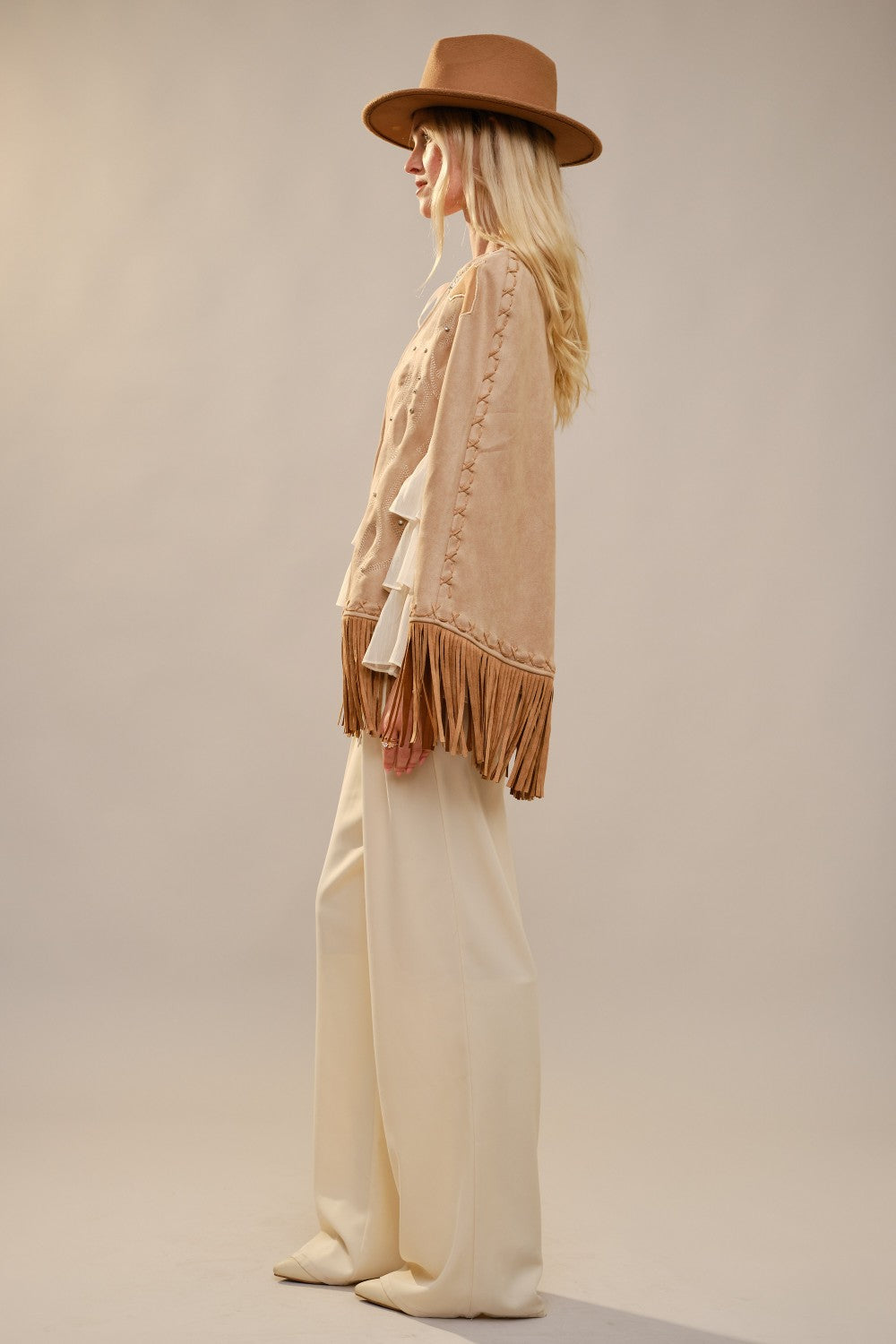 Sandstone Fringe Suede Vest