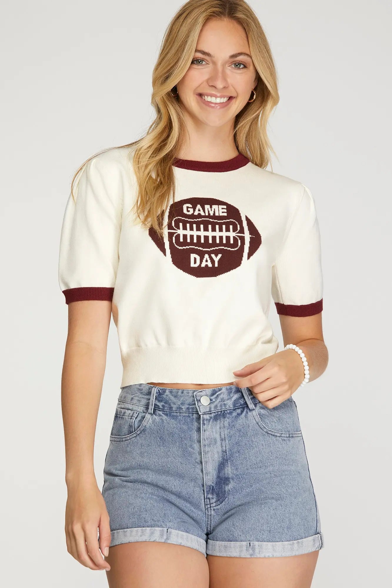Varsity Game Day Knit- Garnet