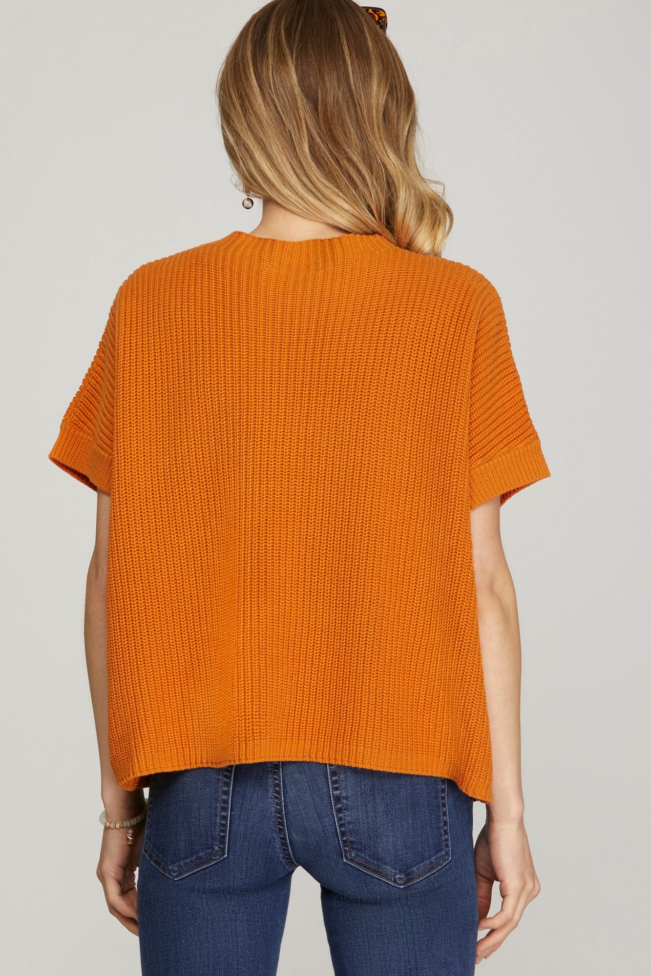 Game Day Orange Short Sleeve Sweater Top