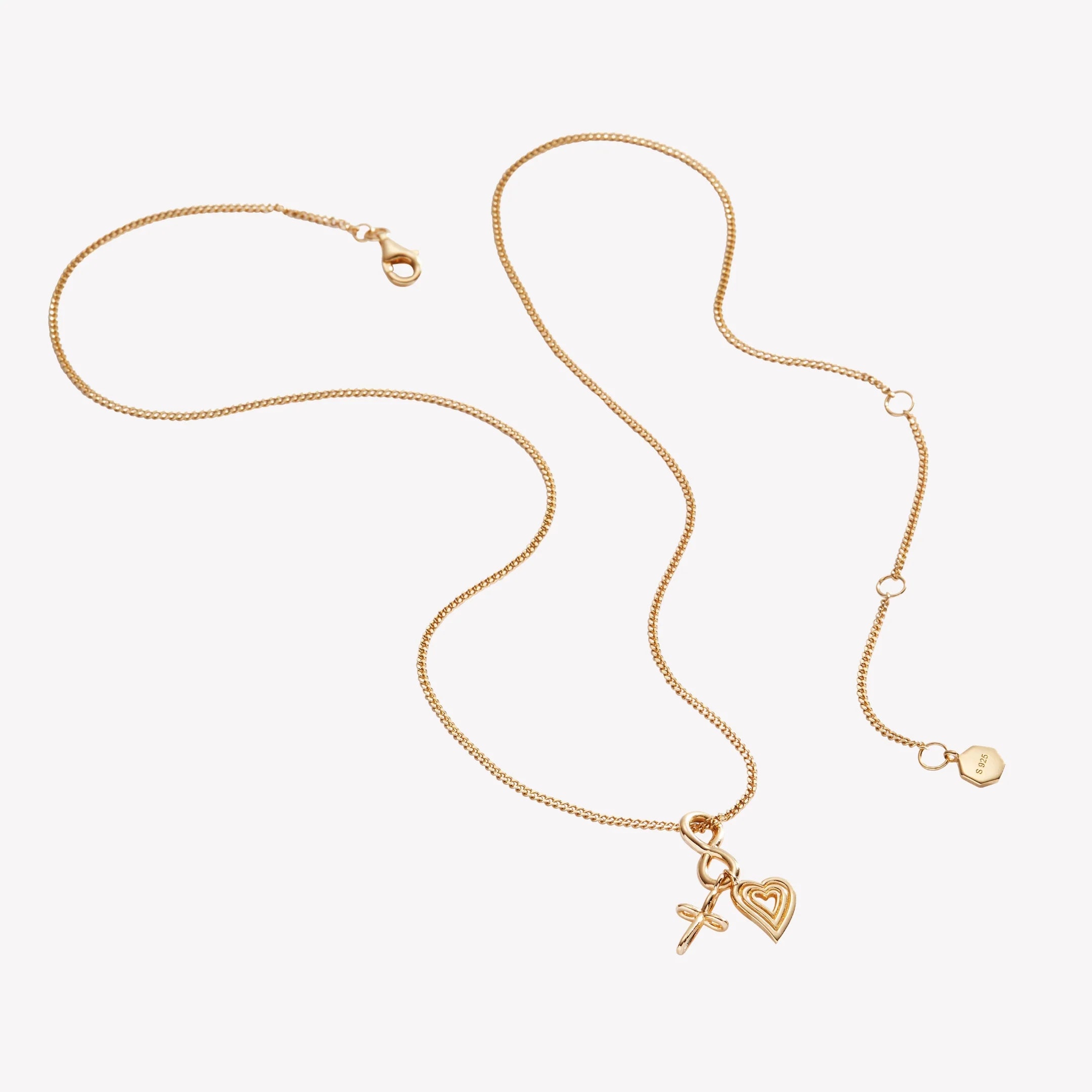 Faith, Hope, & Love Charm Pendant Necklace-Gold