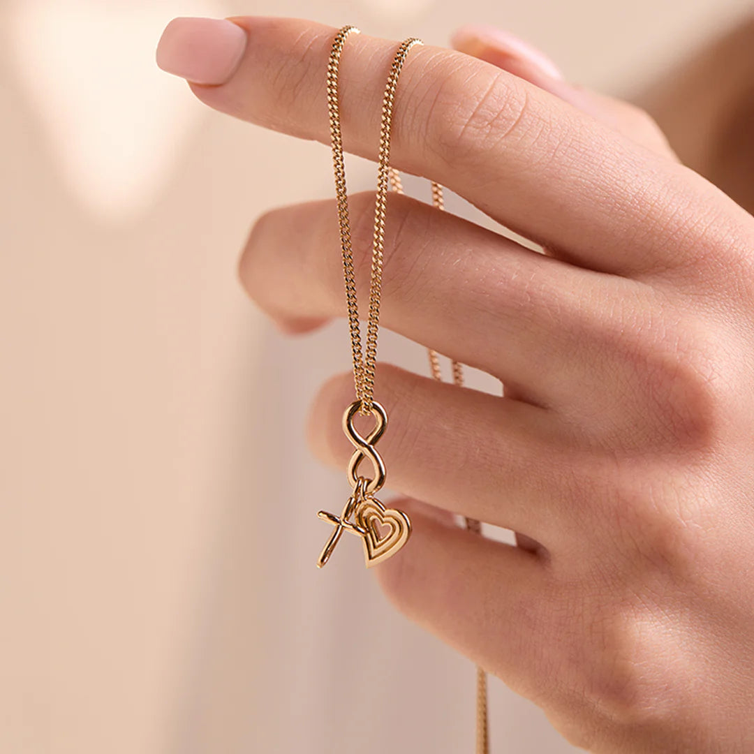 Faith, Hope, & Love Charm Pendant Necklace-Gold