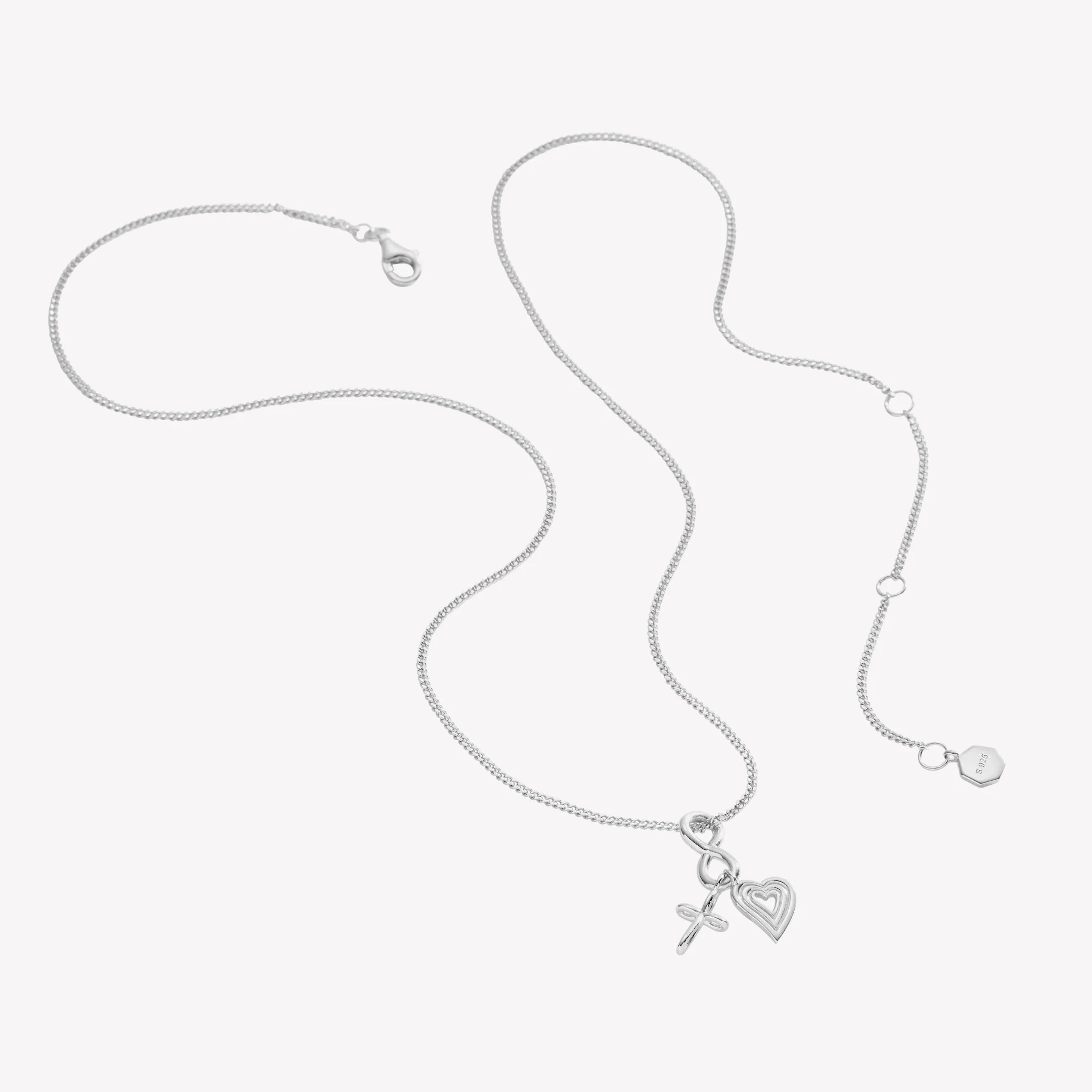 Faith, Hope, & Love Charm Pendant Necklace-Silver