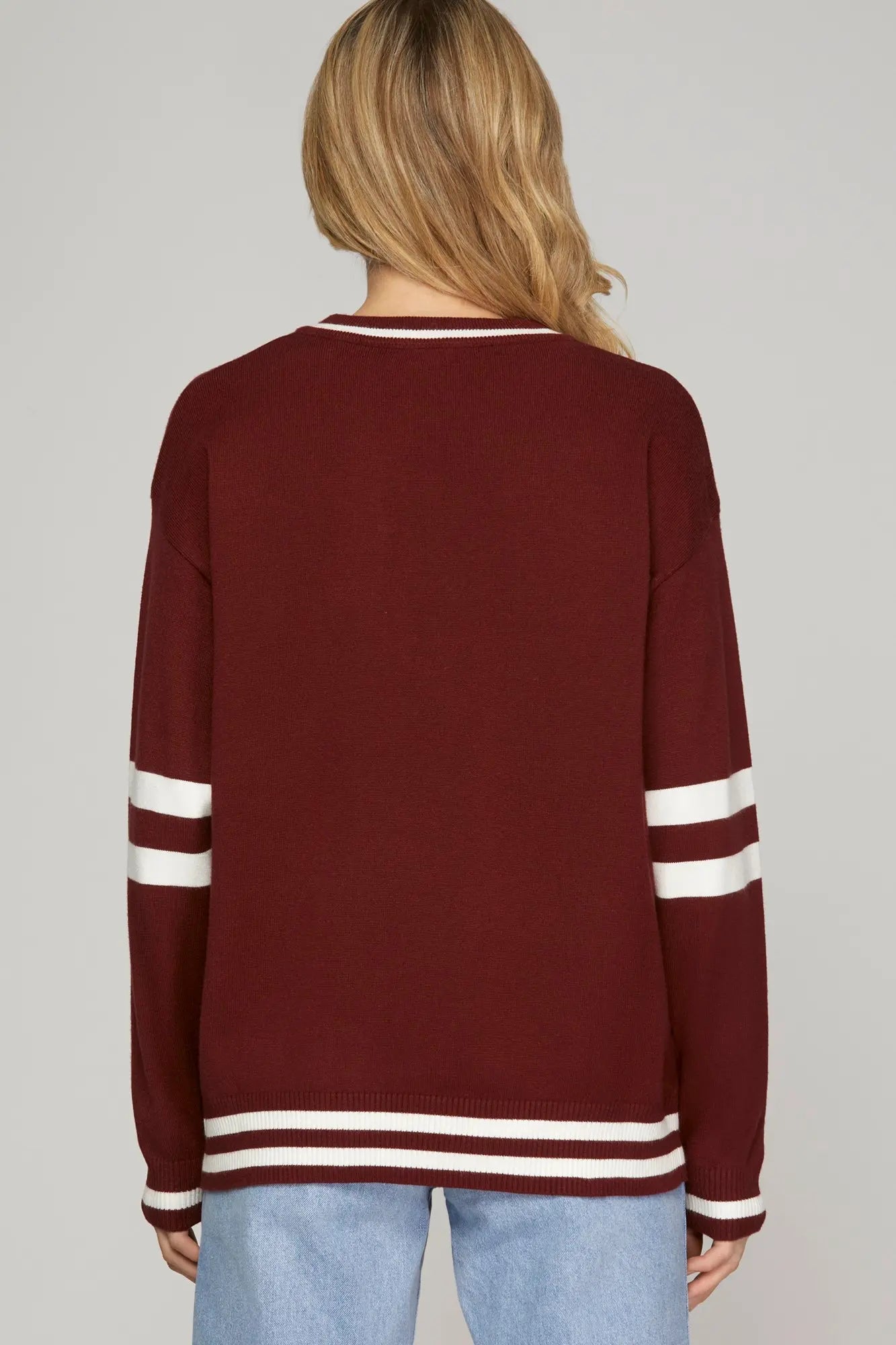 Game Day Football Garnet/White Sweater Top