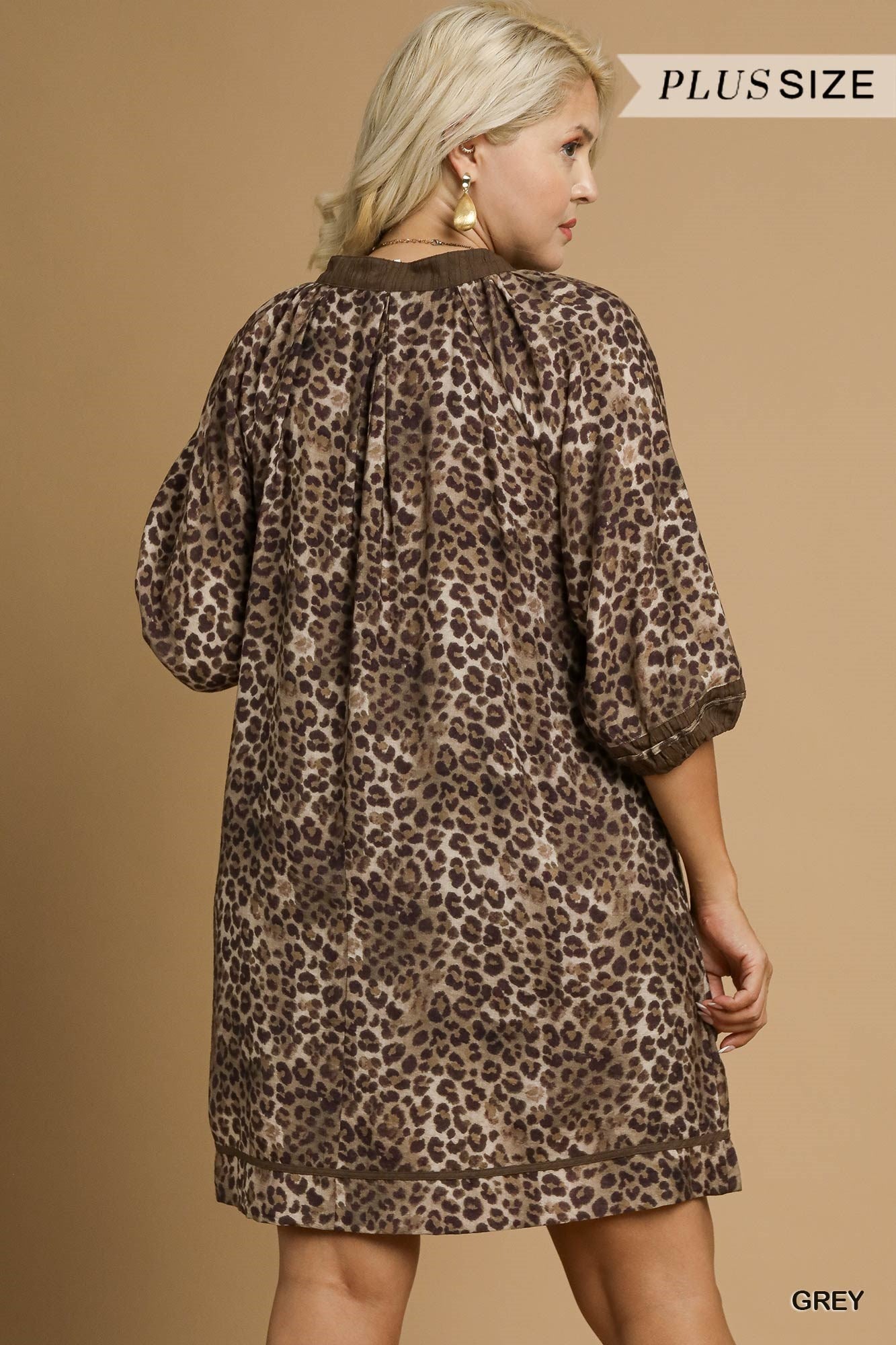 Leopard Print Mini Dress with Contrast Trim