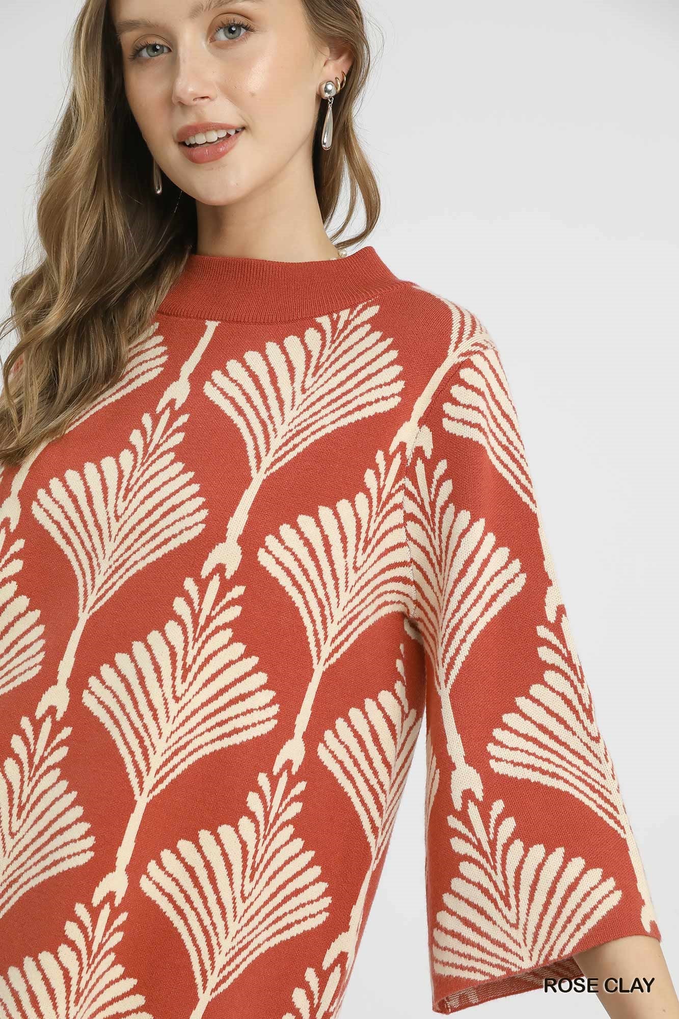 Rose Clay Mock Neck Pullover Sweater