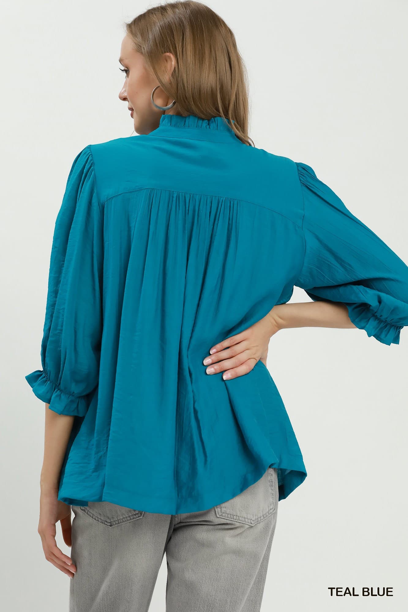 Teal Soft Romance Smocked Blouse