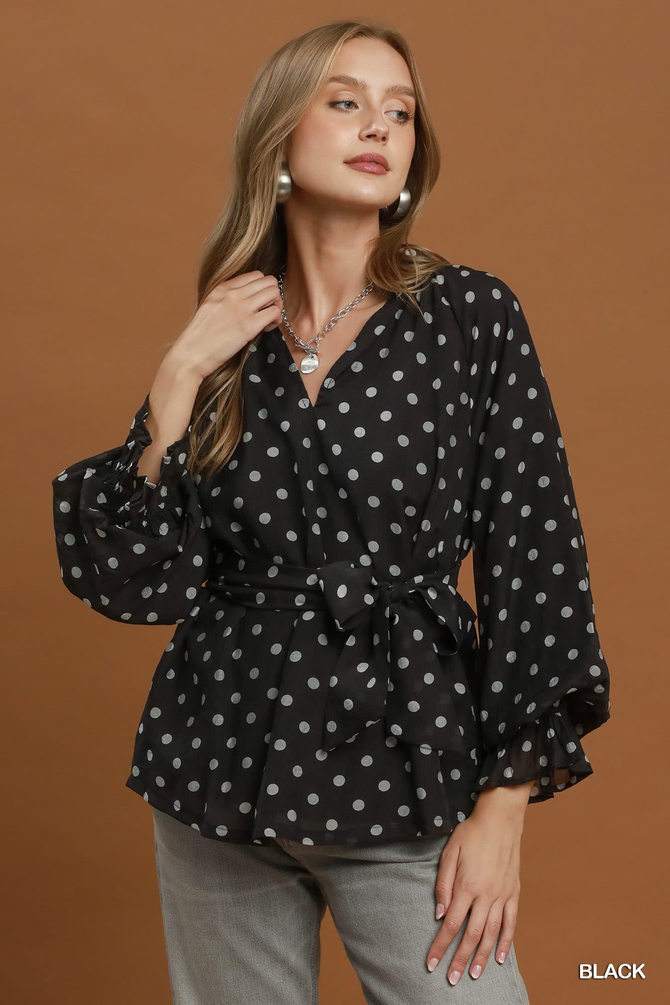 Classic Dot Ruffle Blouse 🖤