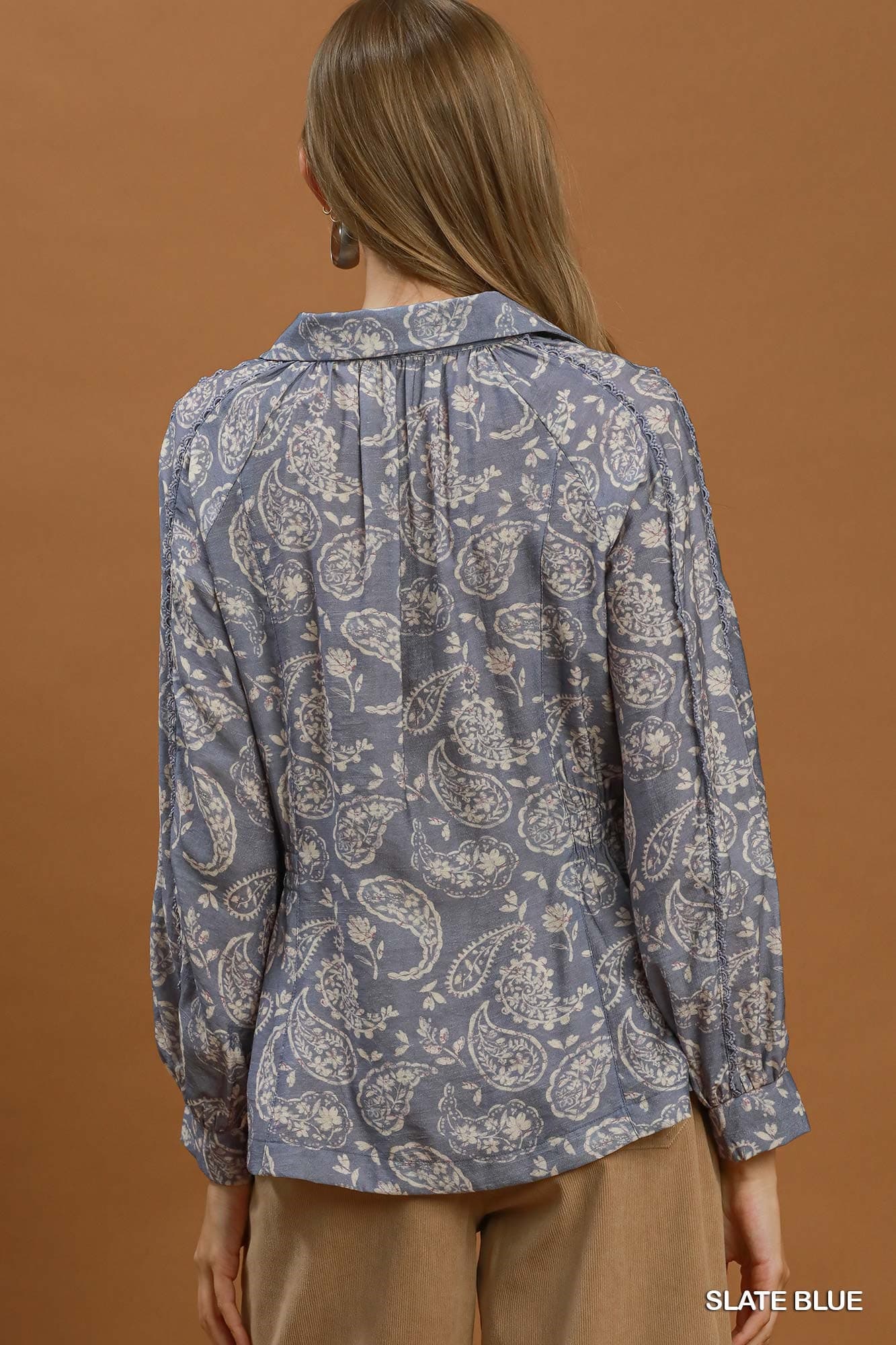 Slate Blue Paisley Peplum Blouse 💙