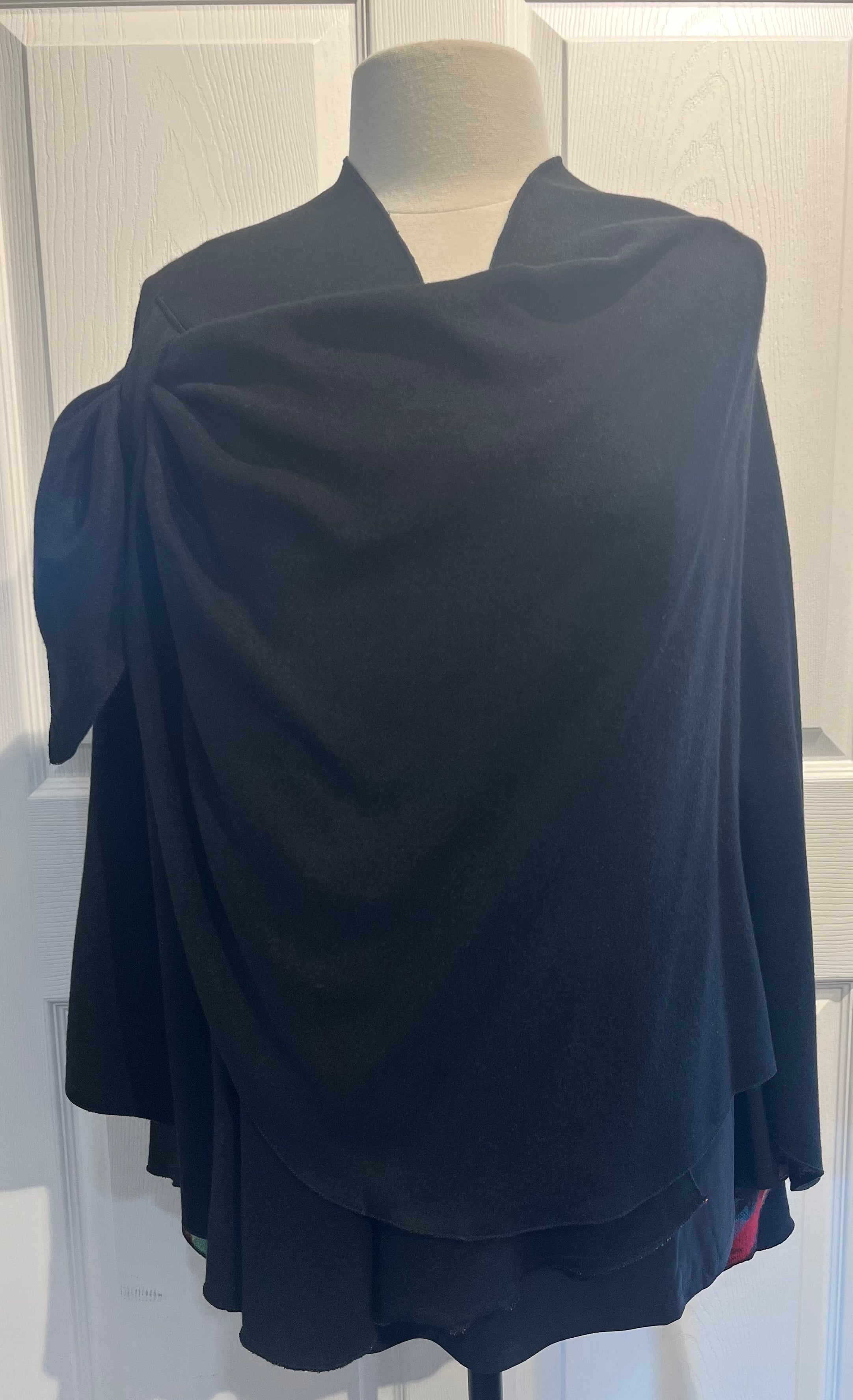 Multi Color Reverses to Black Cashmere Shawl
