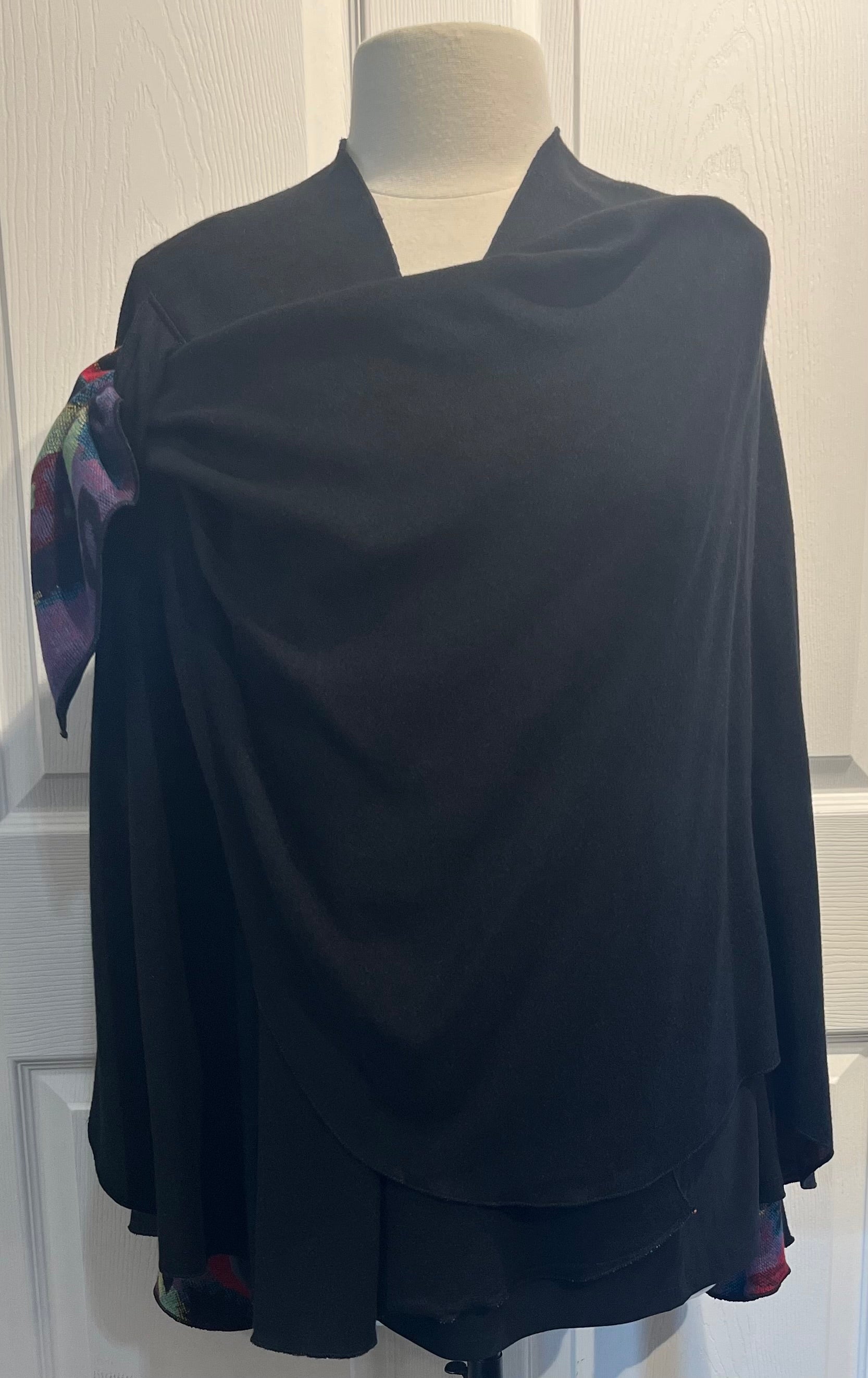 Multi Color Reverses to Black Cashmere Shawl