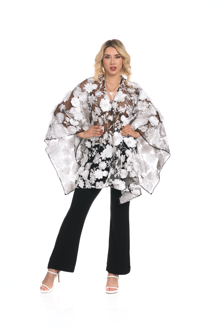 Fabulous Black & White Embroidered Shawl