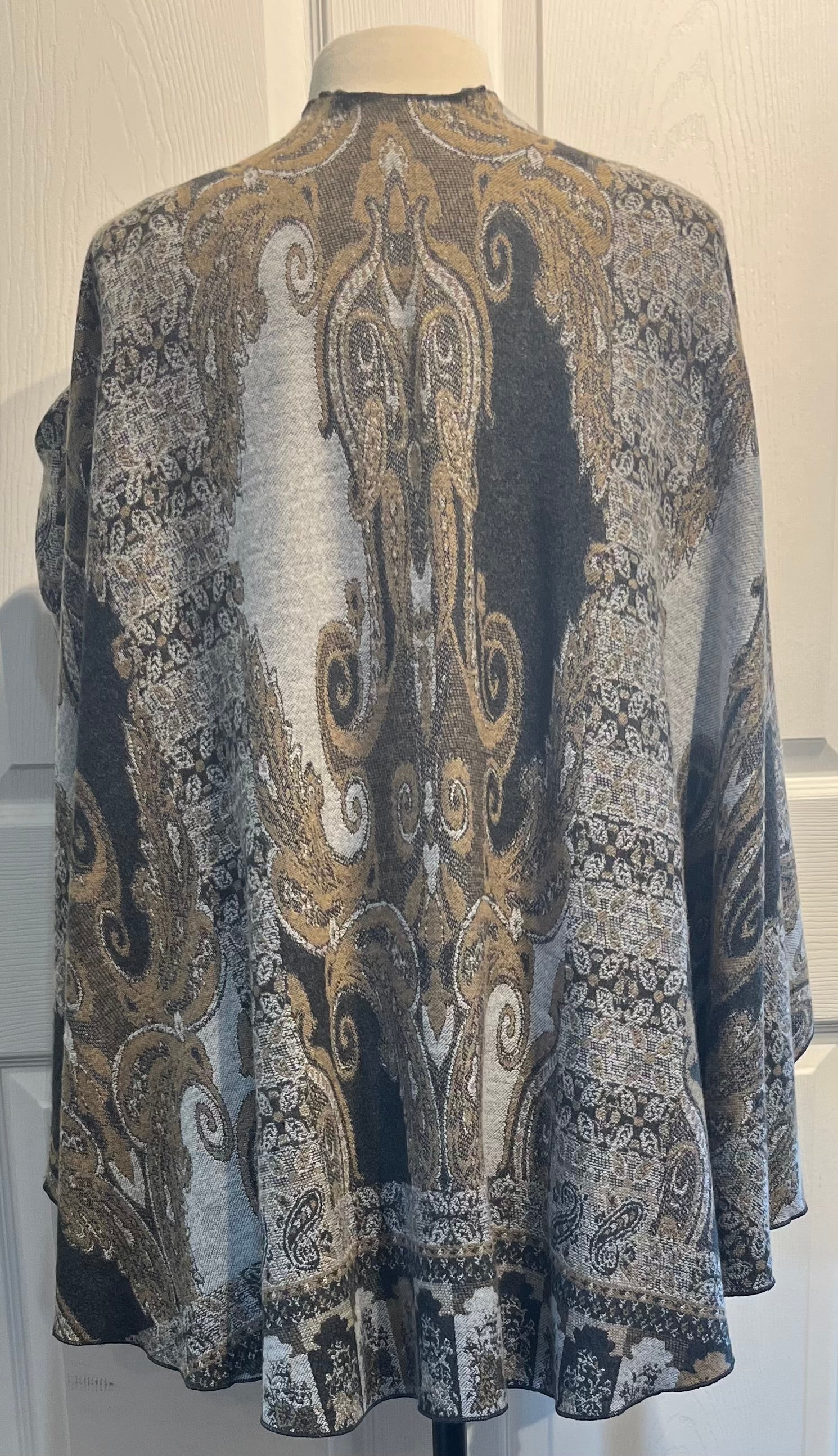 Taupe/Cream Reverses to Charcoal Grey Cashmere Shawl