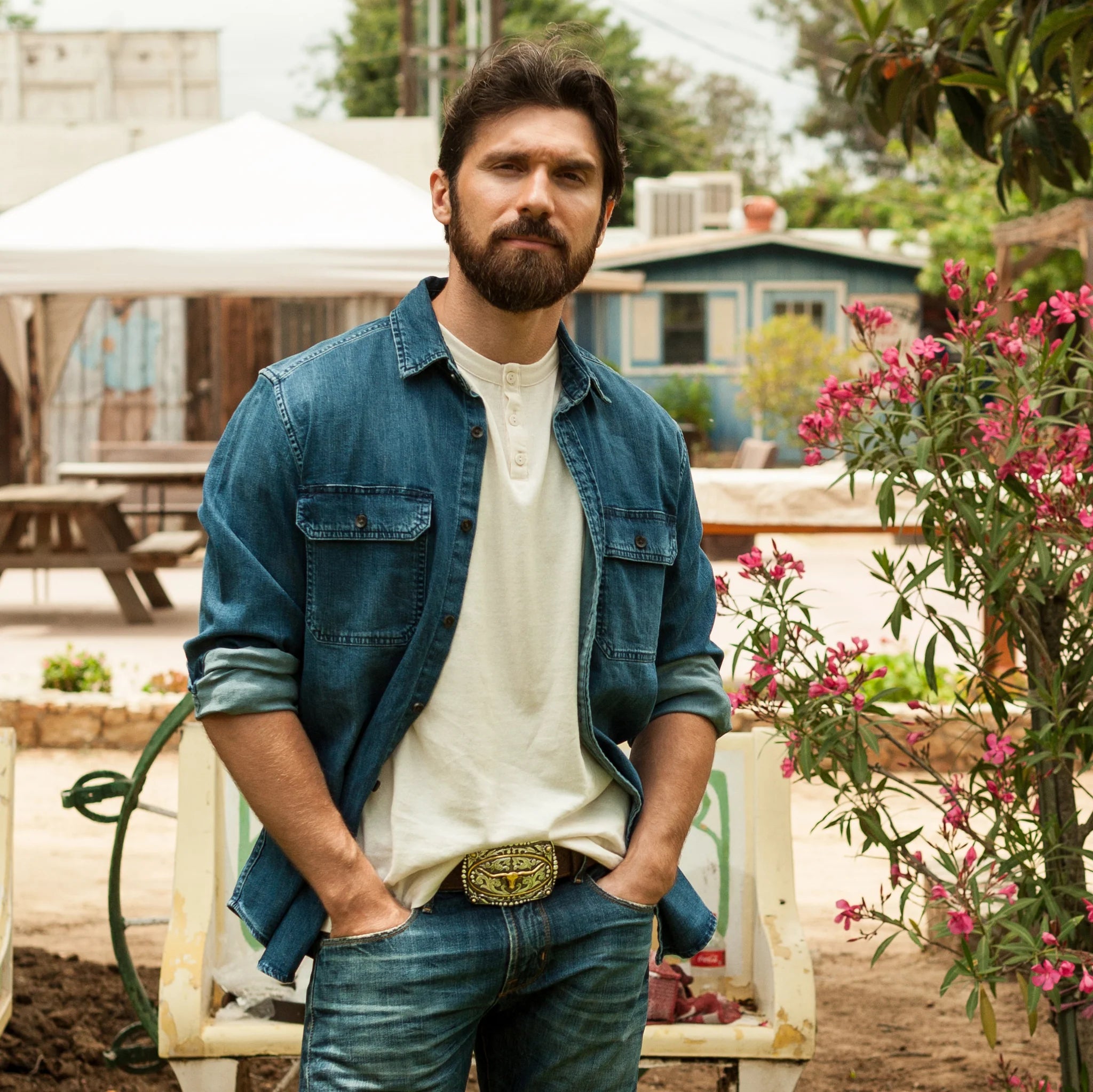 Longhorn with Gold Frame Belt Buckle