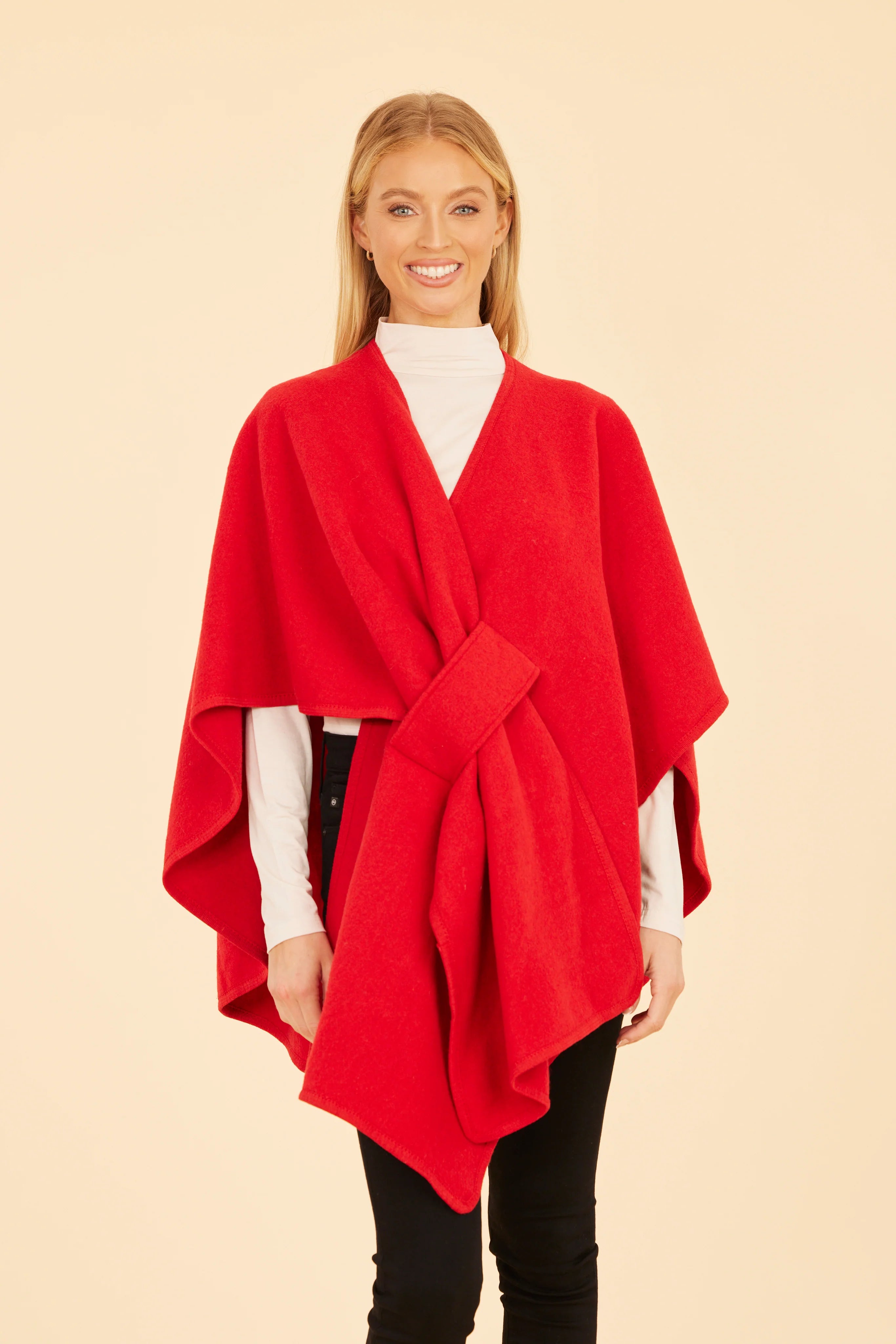 Knit Shawl Wrap- Red