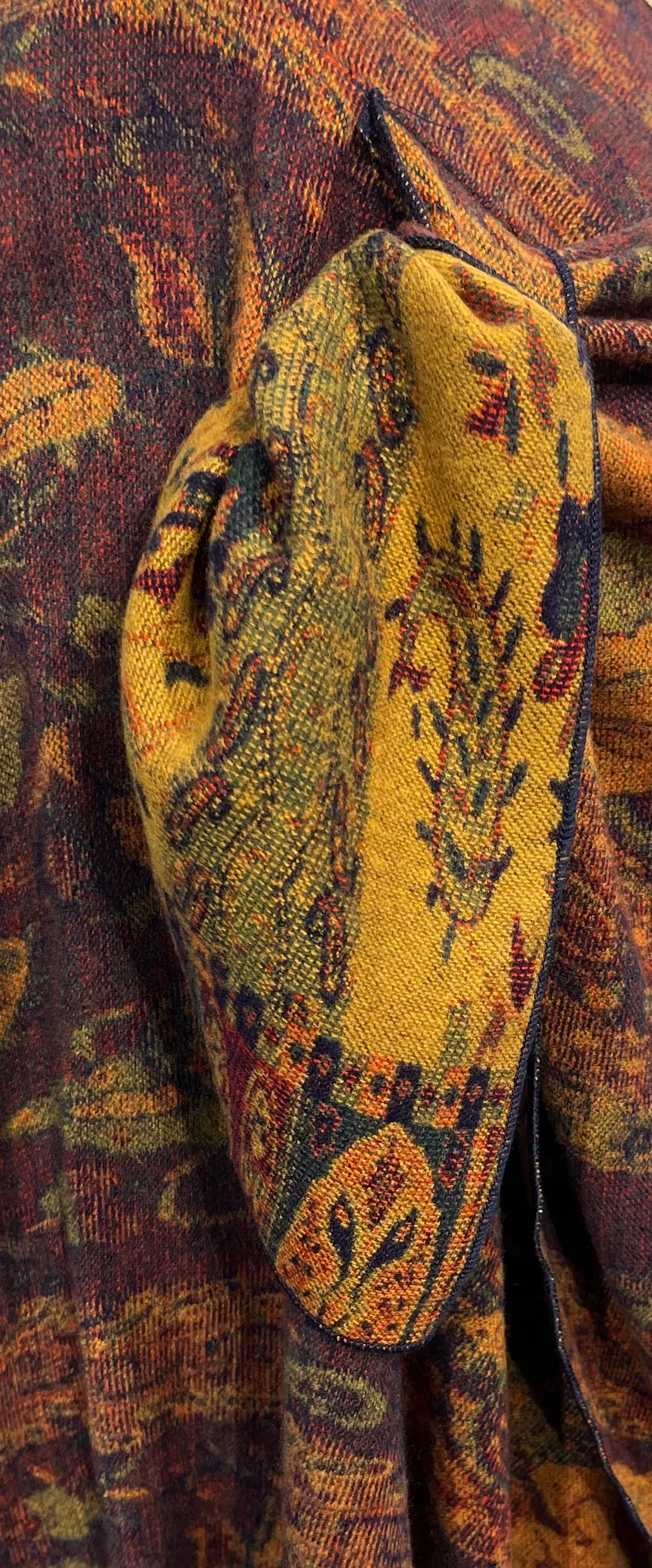 Dijon, Navy & Burgundy Reversible Cashmere Shawl