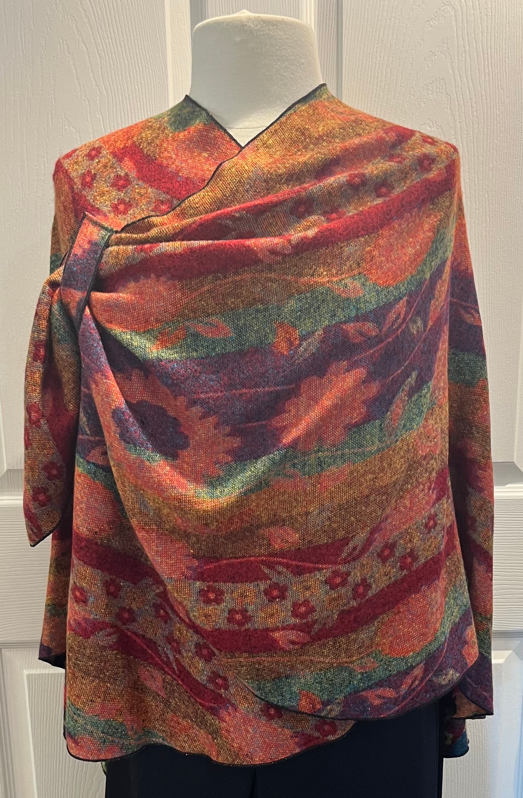 Vertical Multi Color Reversible Cashmere Shawl