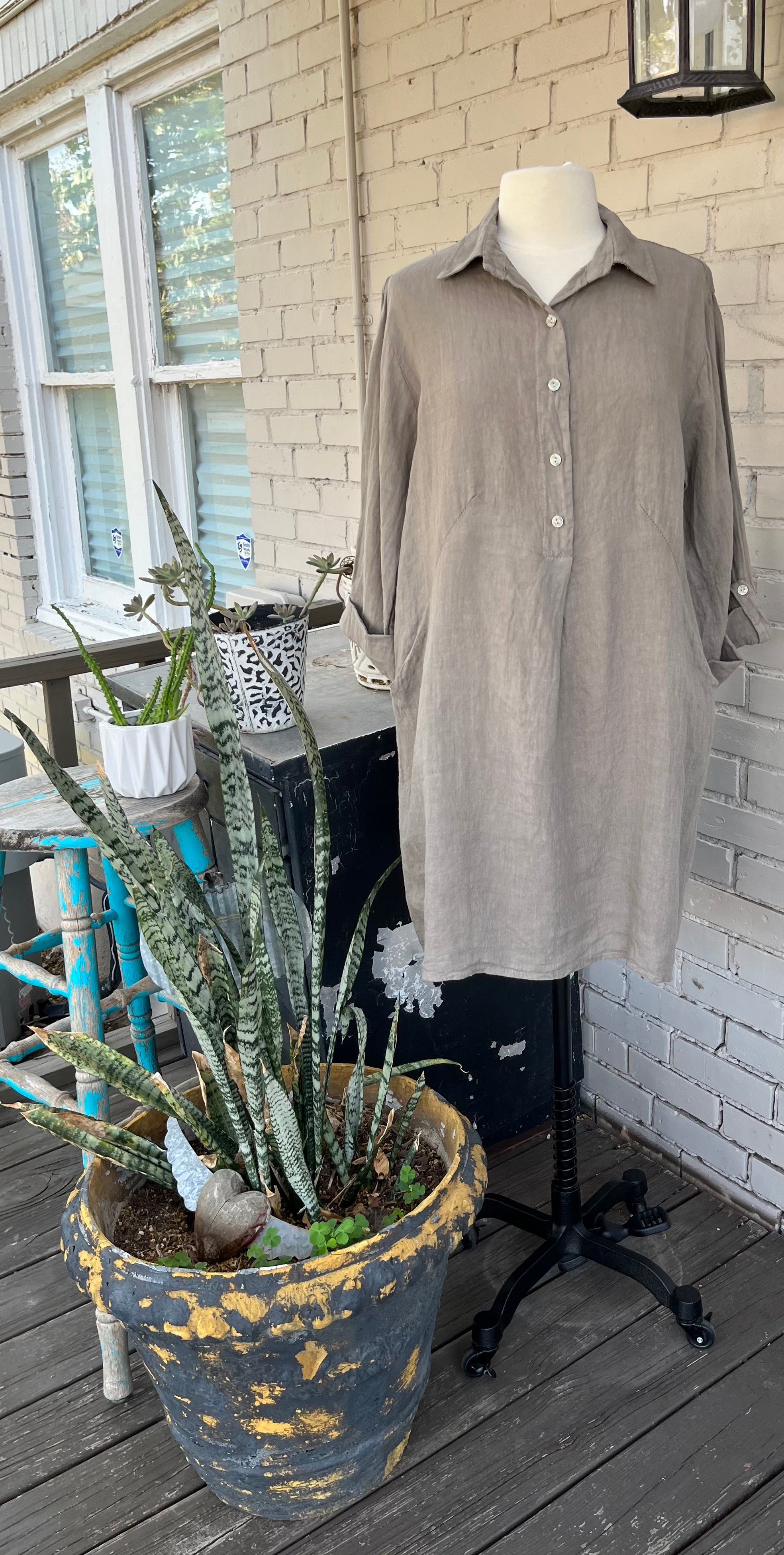 Khaki Linen Dress or Tunic