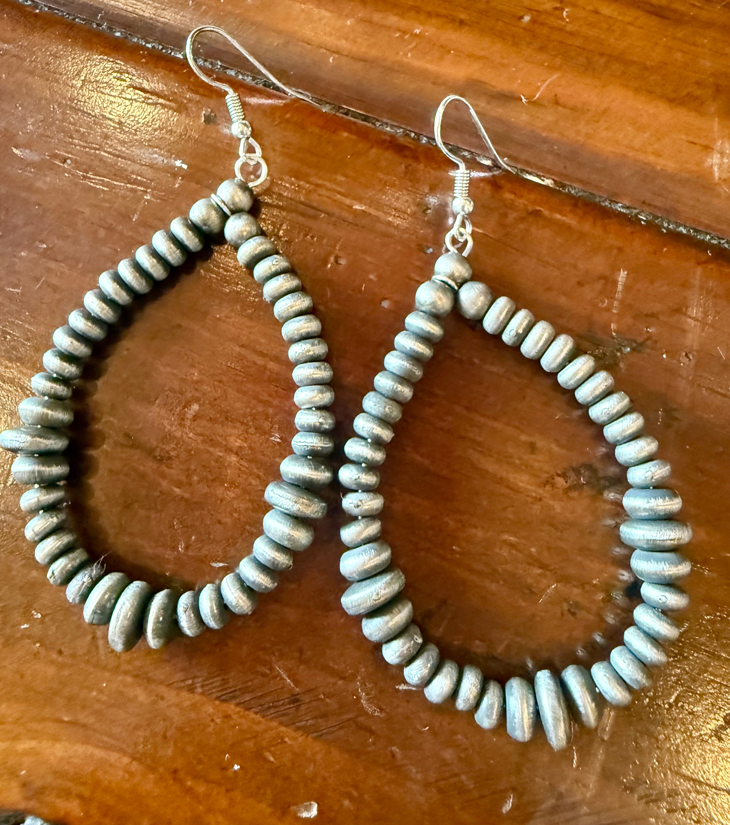 Faux Navajo Pearl Teardrop Earrings