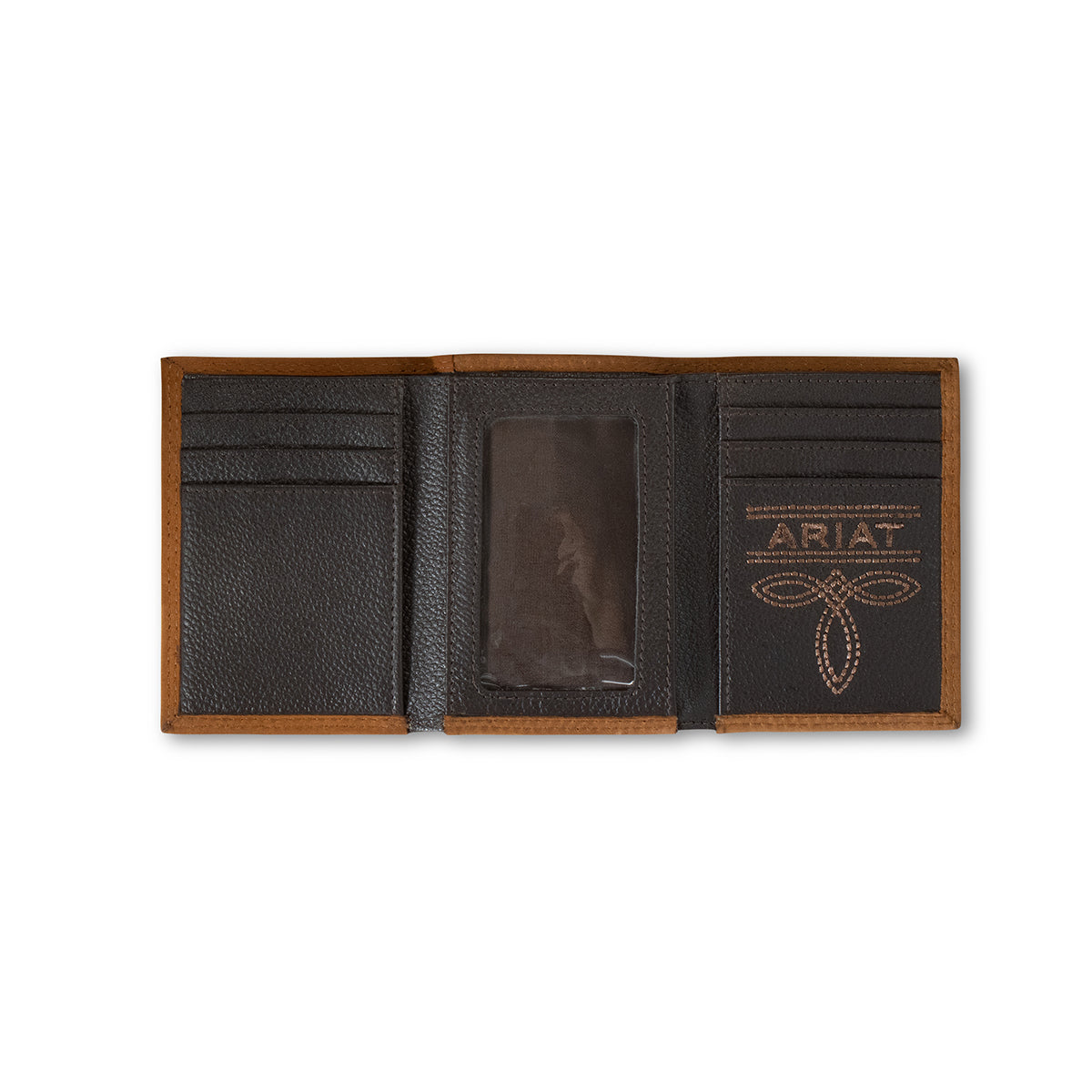 Ariat Men's Tan Embossed Logo Trifold Wallet
