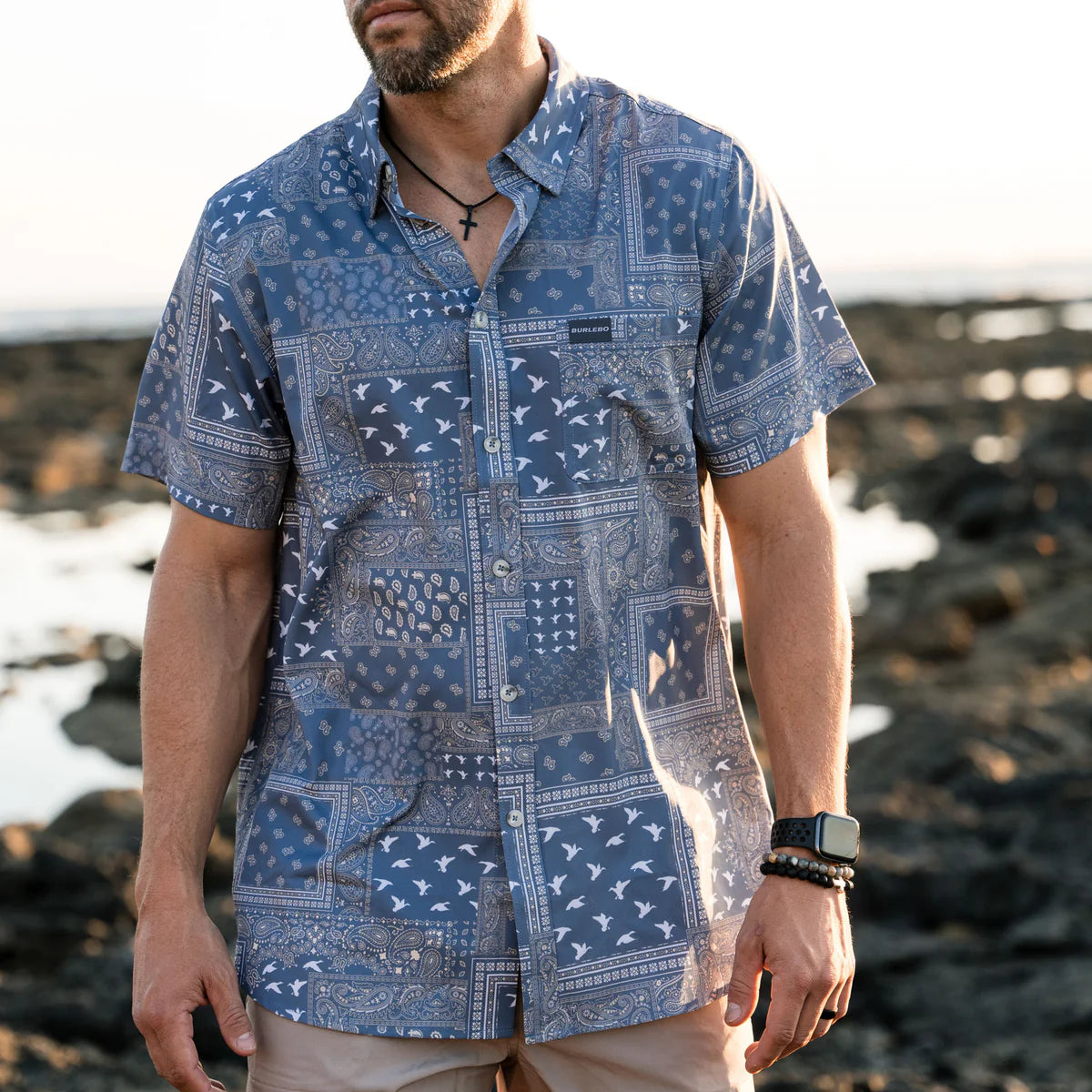 Duck Paisley- Performance Button Up by Burlebo