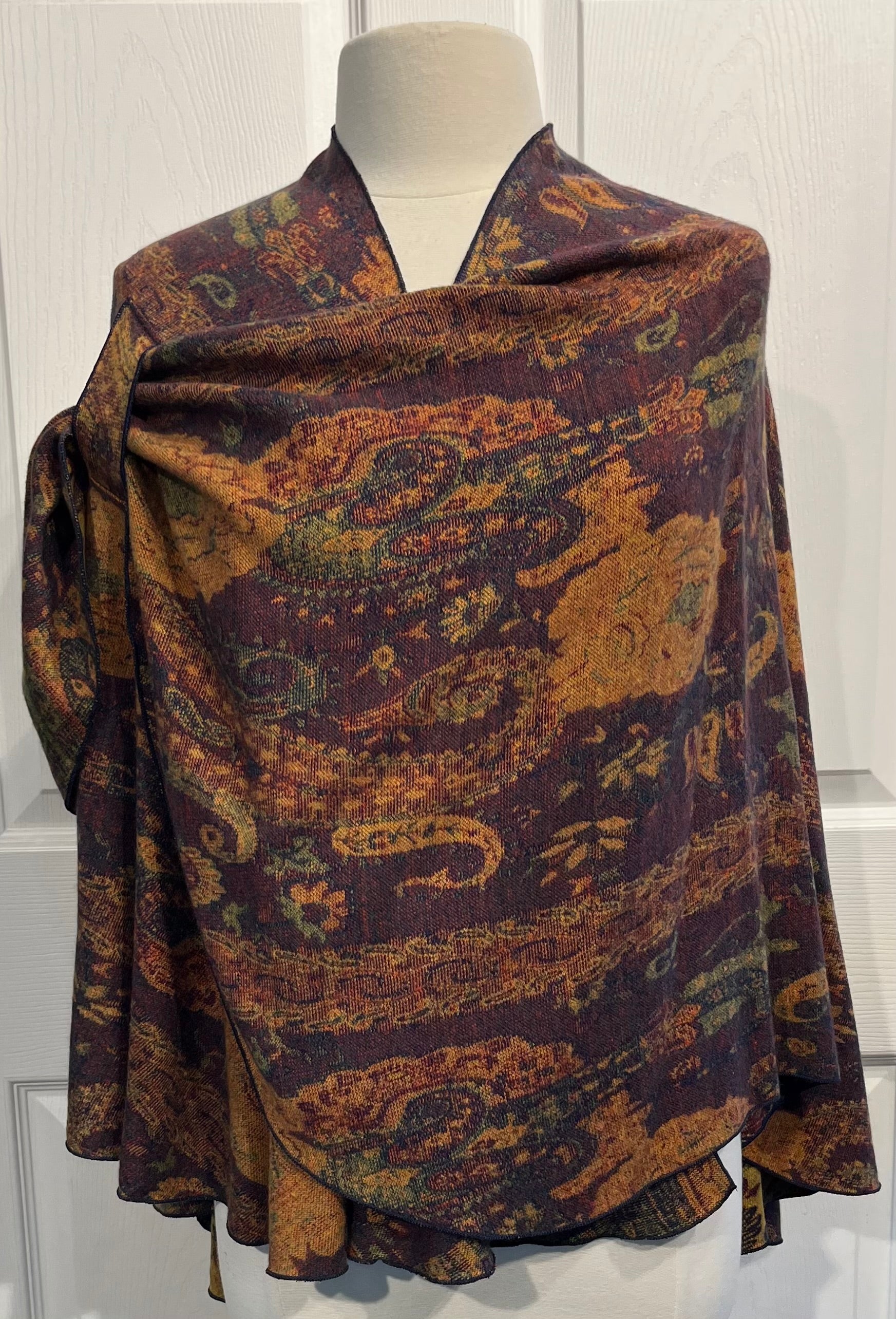 Dijon, Navy & Burgundy Reversible Cashmere Shawl