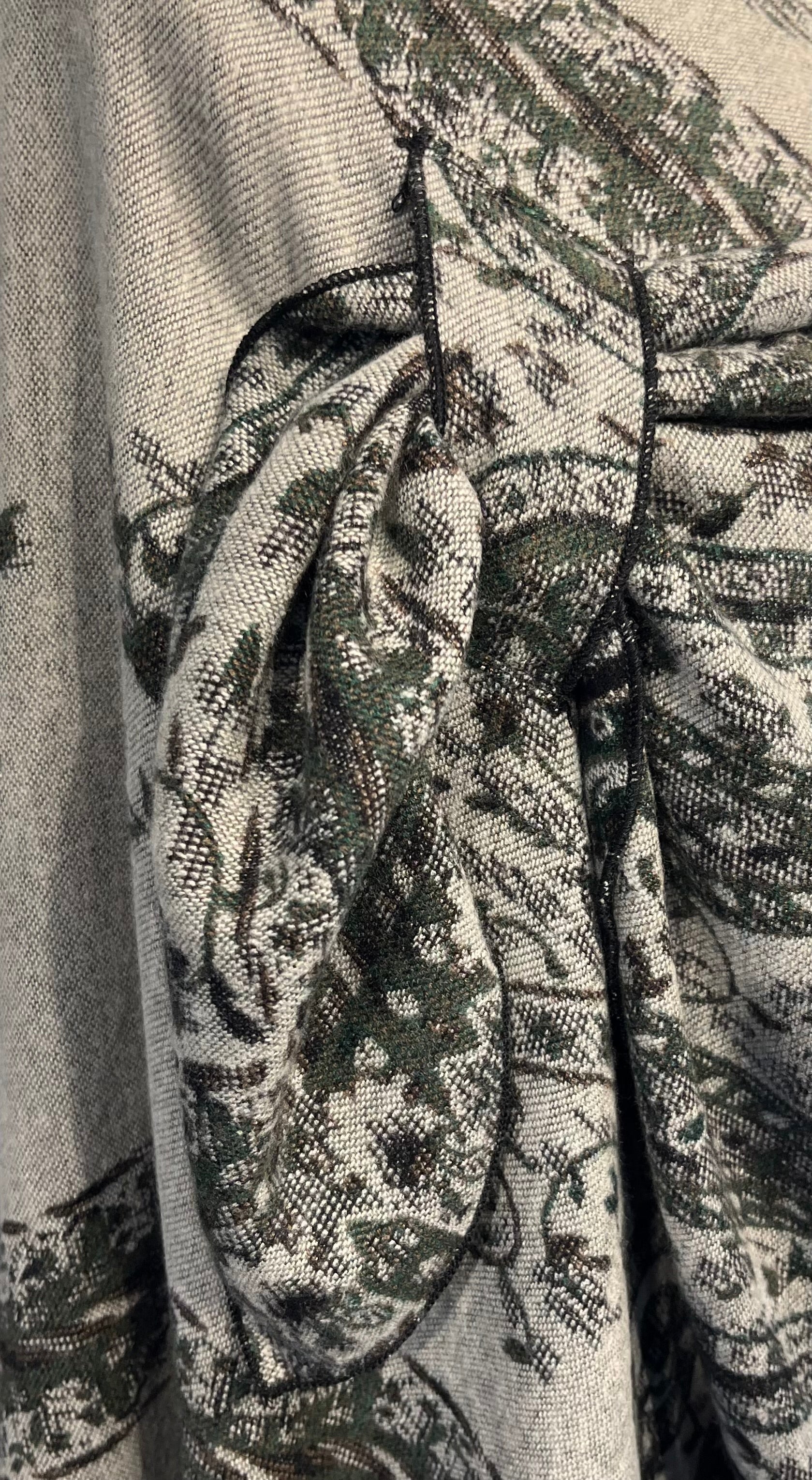 Black, Taupe & Green Reversible Cashmere Shawl