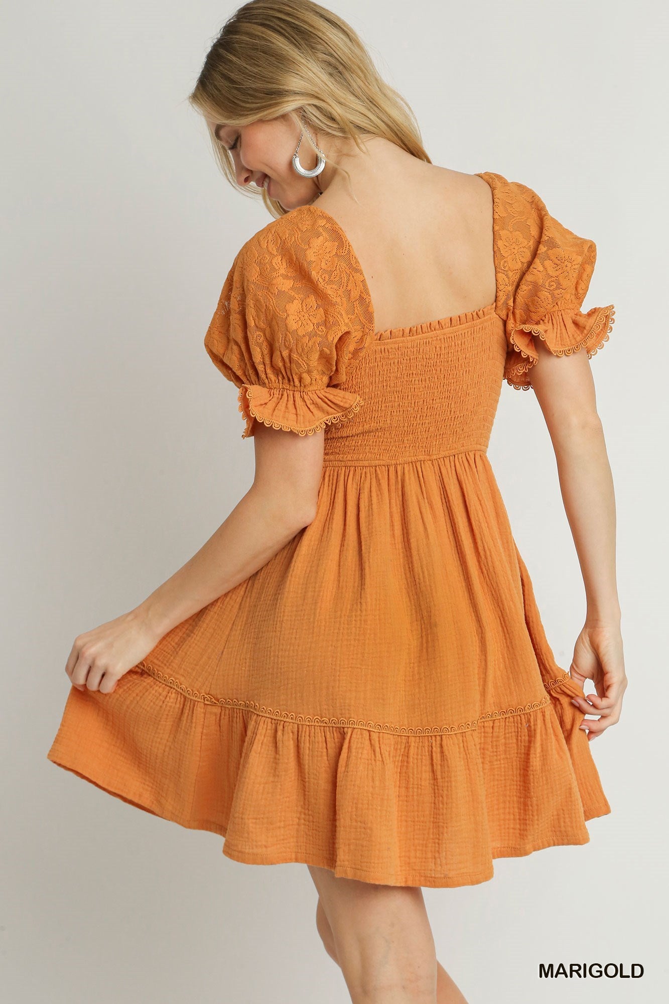 Marigold Cotton Gauze Smocked Dress
