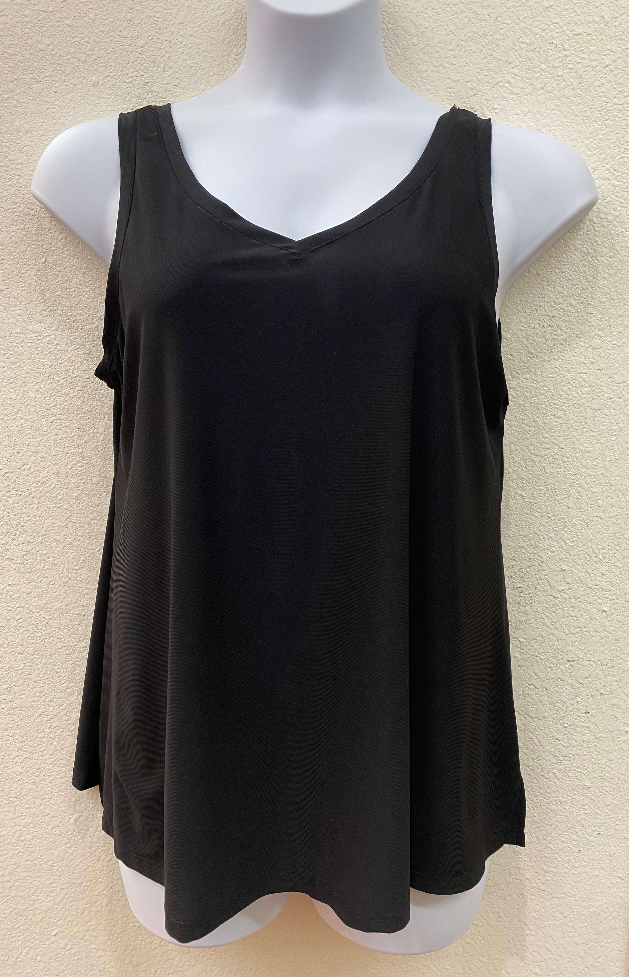 Black V-Neck to Round Neck Reversible Tank Top