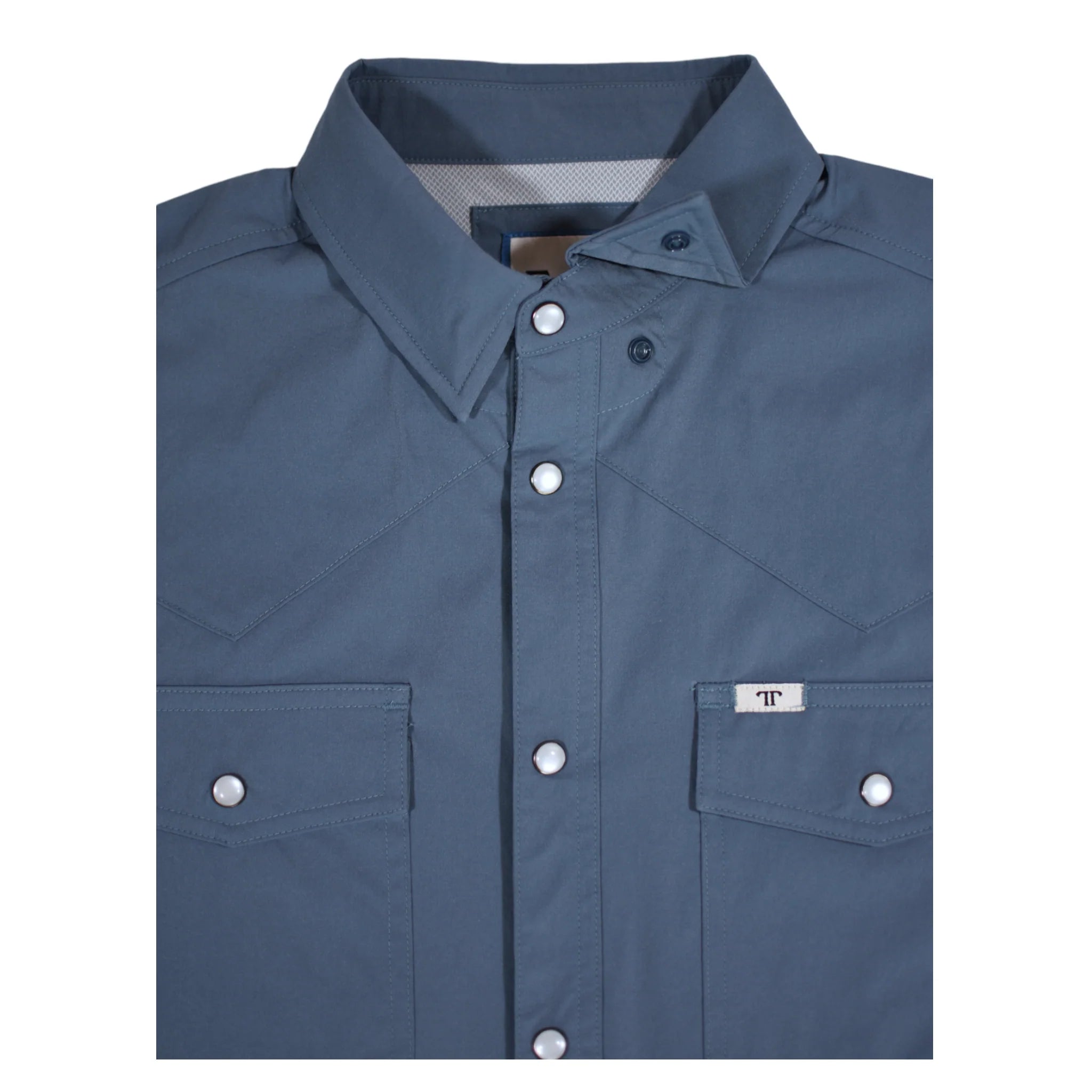 Blue Short Sleeve Pearl Snap Shirt