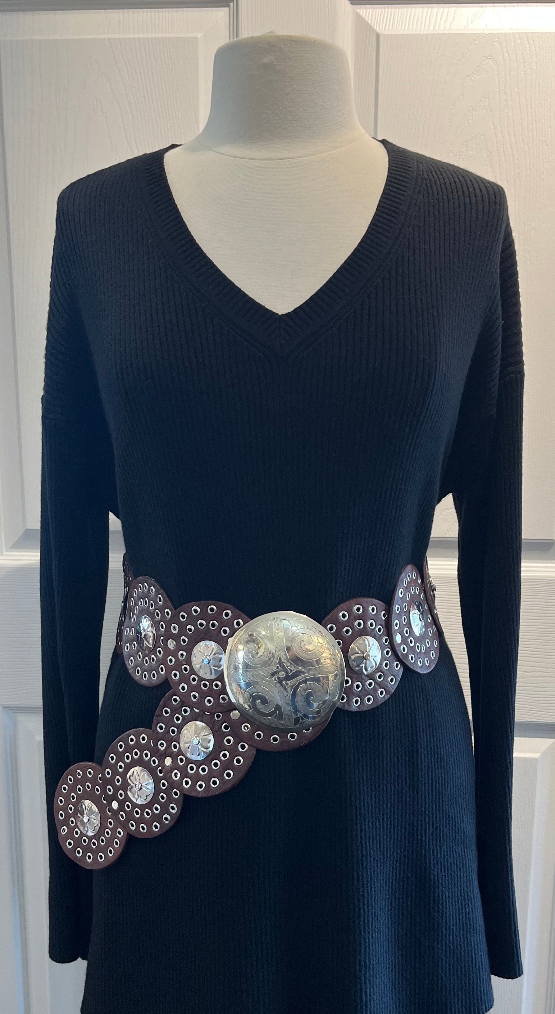 Chocolate Brown Moroccan Leather Medallion Belt