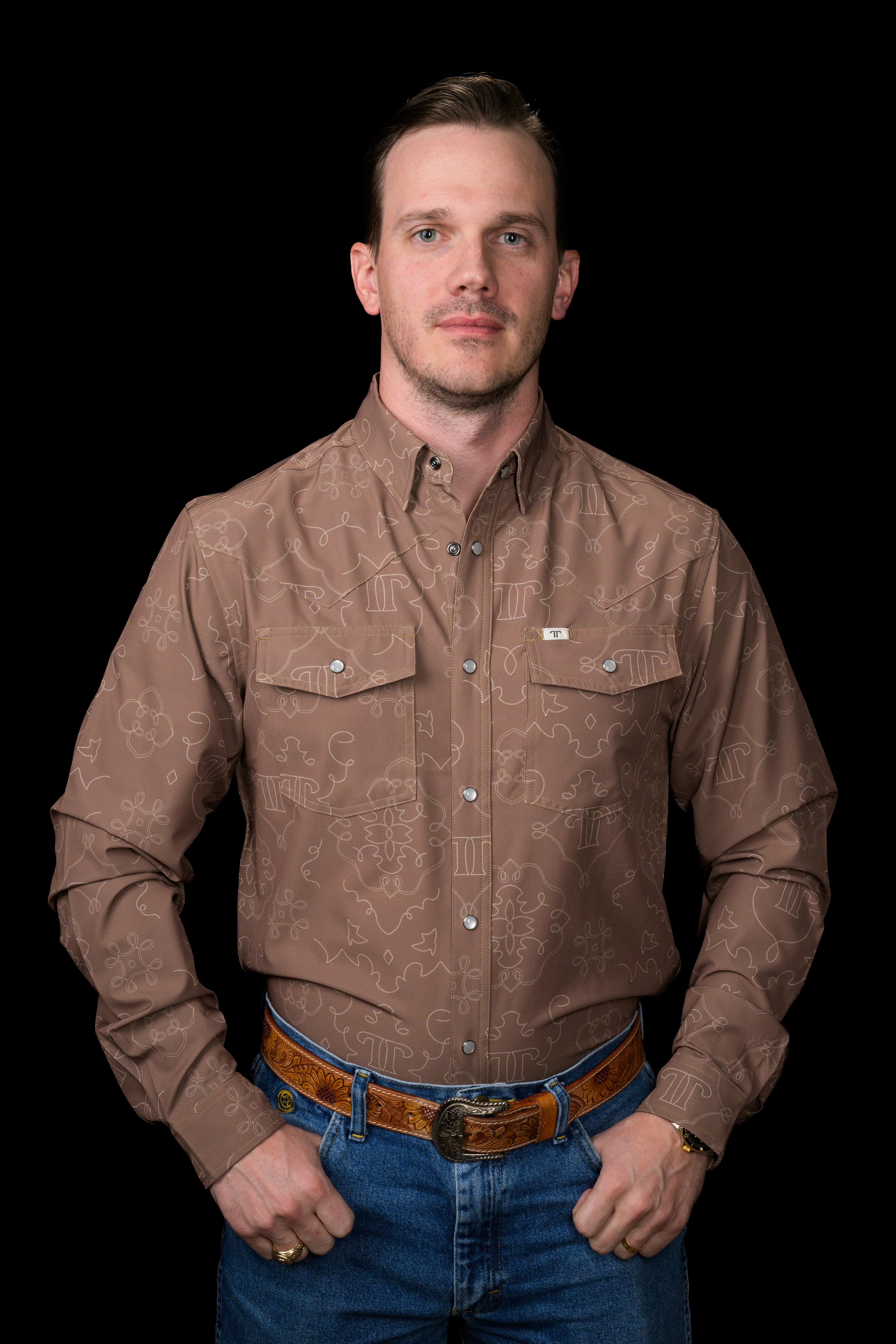 The Carson in Brown - Long Sleeve Snap Shirt by Ferrell