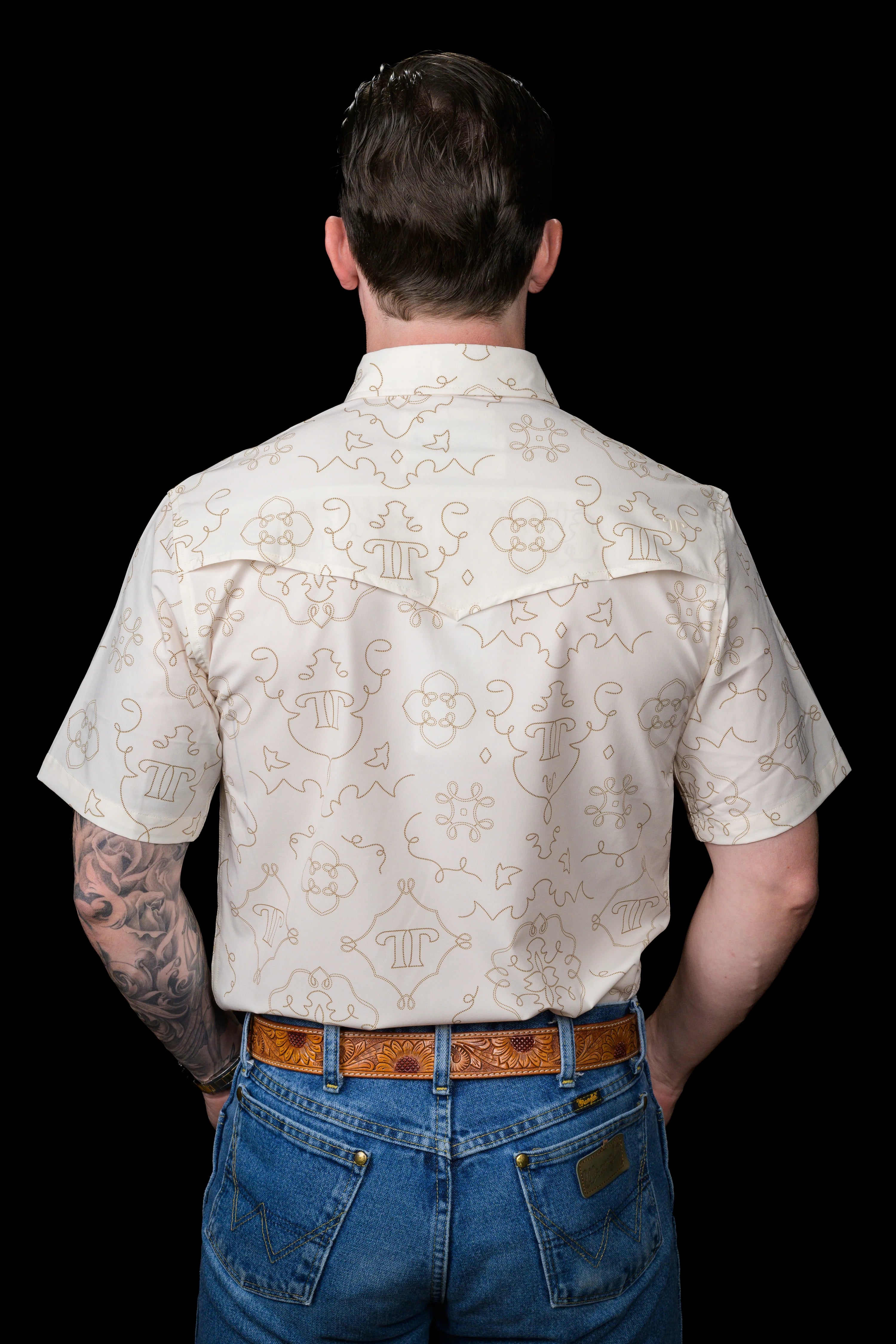 The Carson in Beige - Short Sleeve Snap Shirt by Ferrell
