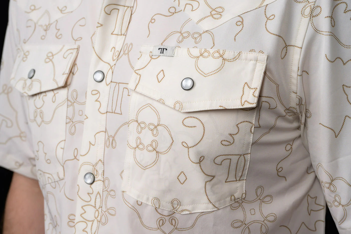 The Carson in Beige - Short Sleeve Snap Shirt by Ferrell