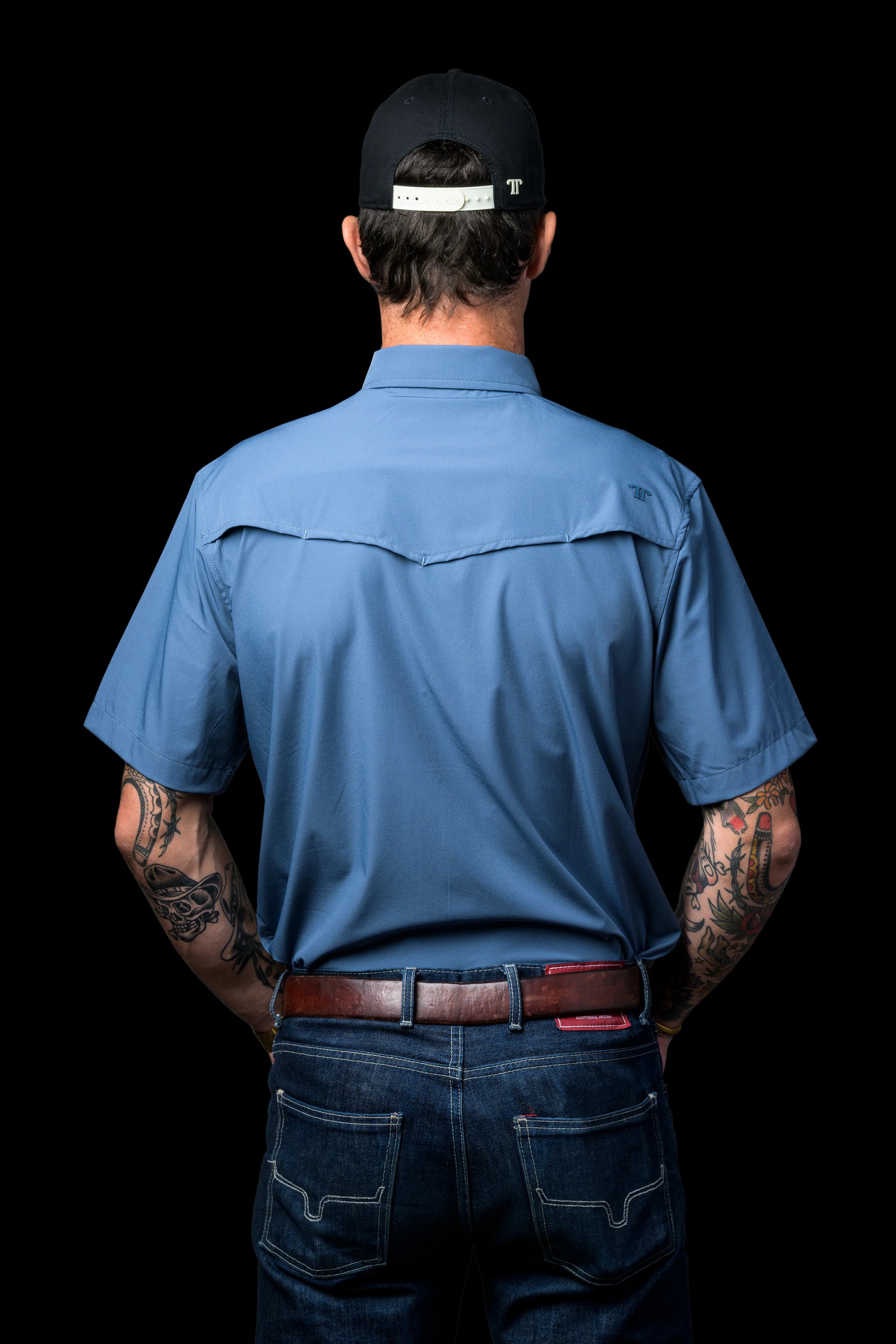 Blue Short Sleeve Pearl Snap Shirt