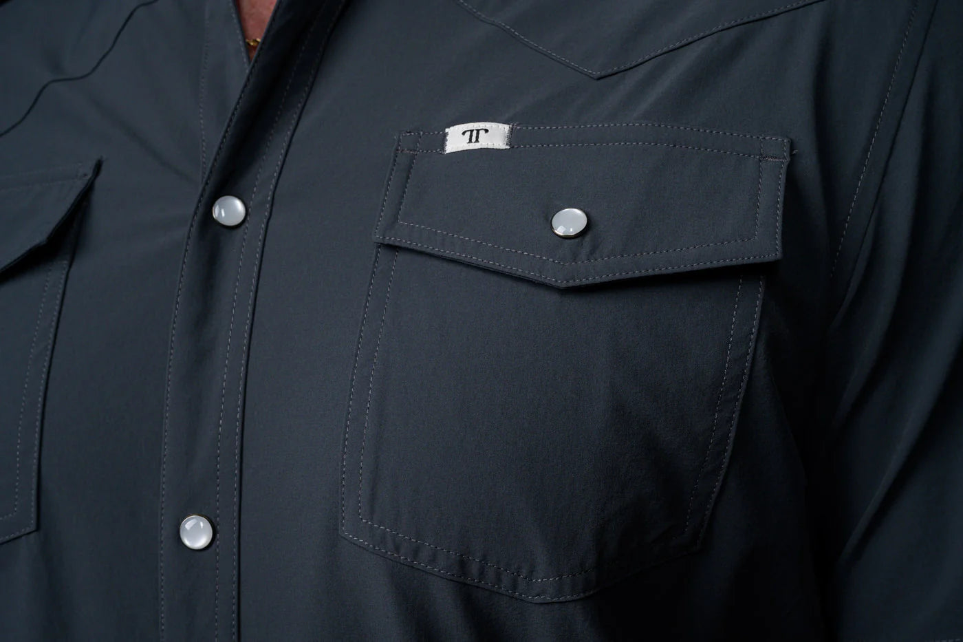 Grey Short Sleeve Pearl Snap Shirt by Ferrell