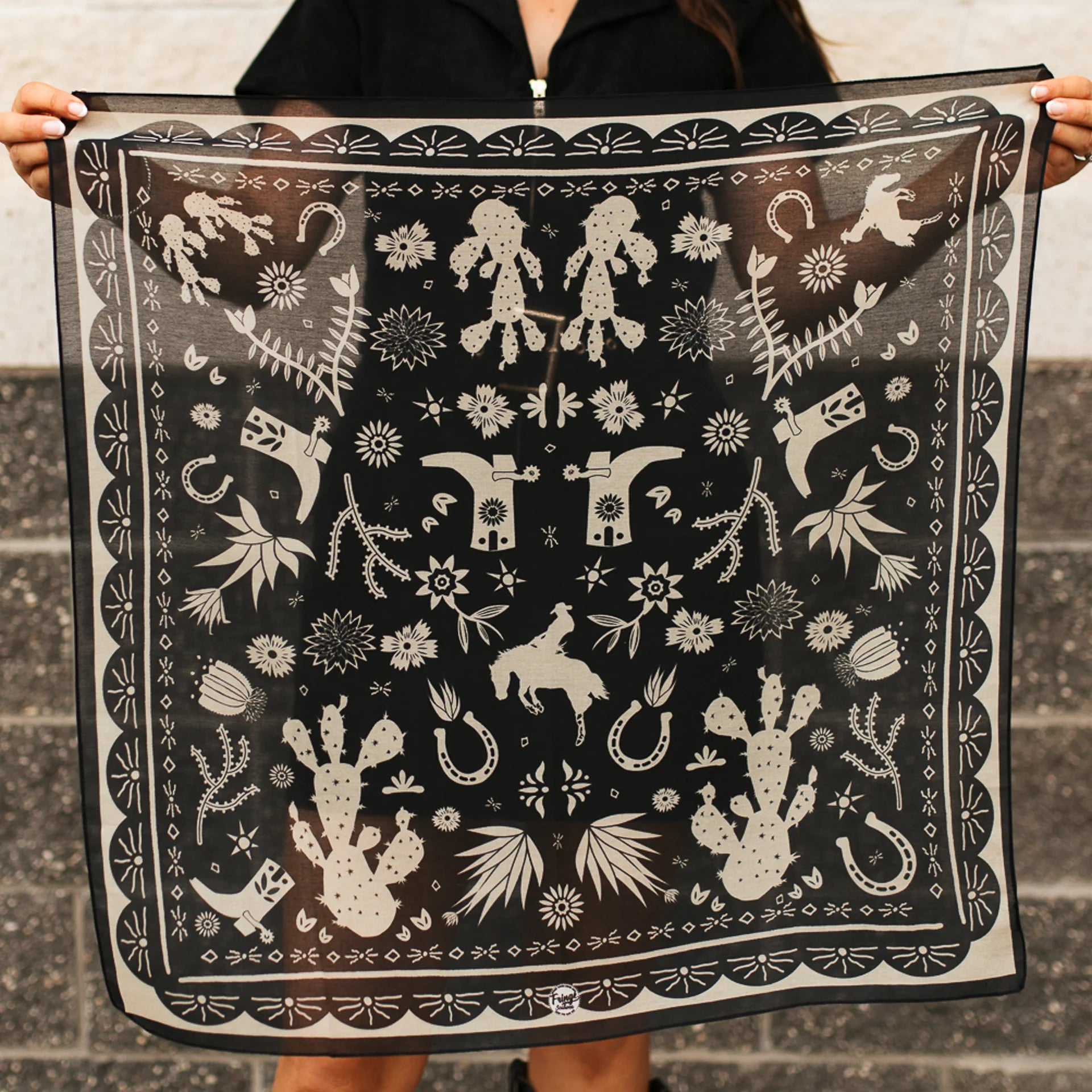Game Day Down South Doily Bandana- Black